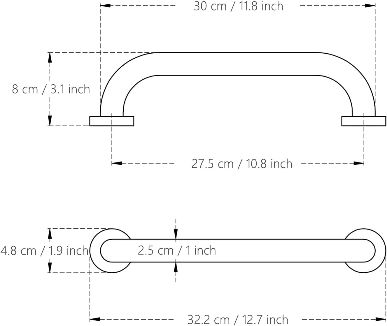 Antique Brass Shower Grab Bar, Vintage Gold Bathroom Handrail with Concealed Screws for Wall, Toilet and Bath Safty Bar for Elderly or Handicapped, 12 Inch image number 1