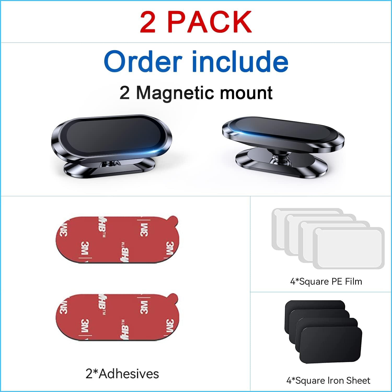 【2-Pack】 Magnetic Phone Holder for Car Dash【Strong Magnet】 Magnetic Car Phone Holder Mount 【4 Plate】 Phone Holders for Your Car Phone Mount for Car Dashboard Cell Phone Car Mount for Iphone Samsung image number 4