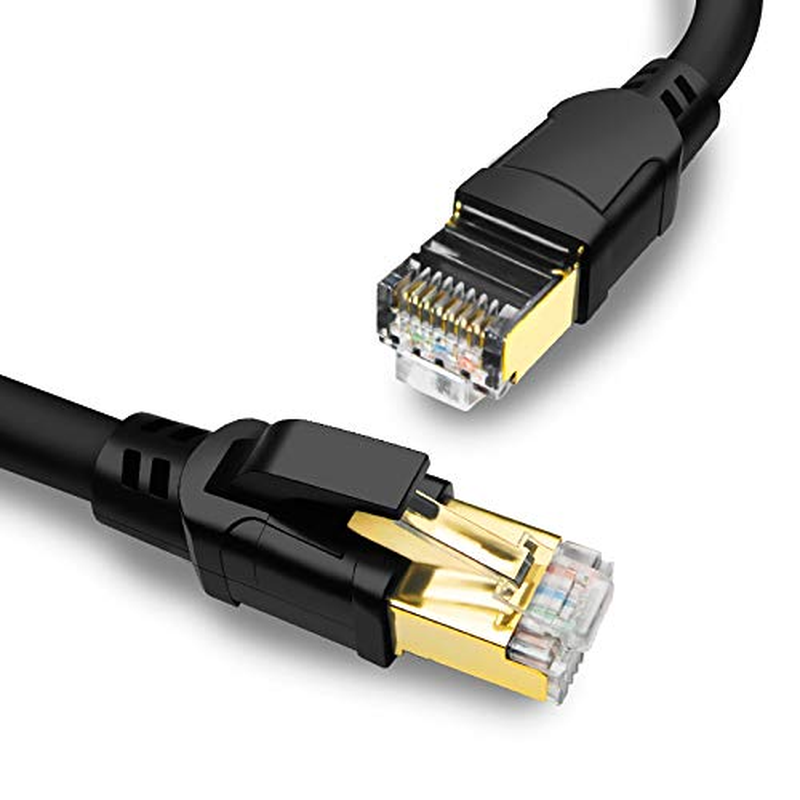 Yauhody CAT8 Ethernet Cable 20M, High Speed 40Gbps 2000Mhz SFTP Internet Network LAN Wire Cables with Gold Plated RJ45 Connector for Router, Modem, PC, Switches, Hub, Laptop, Gaming, PC (20M/Black)