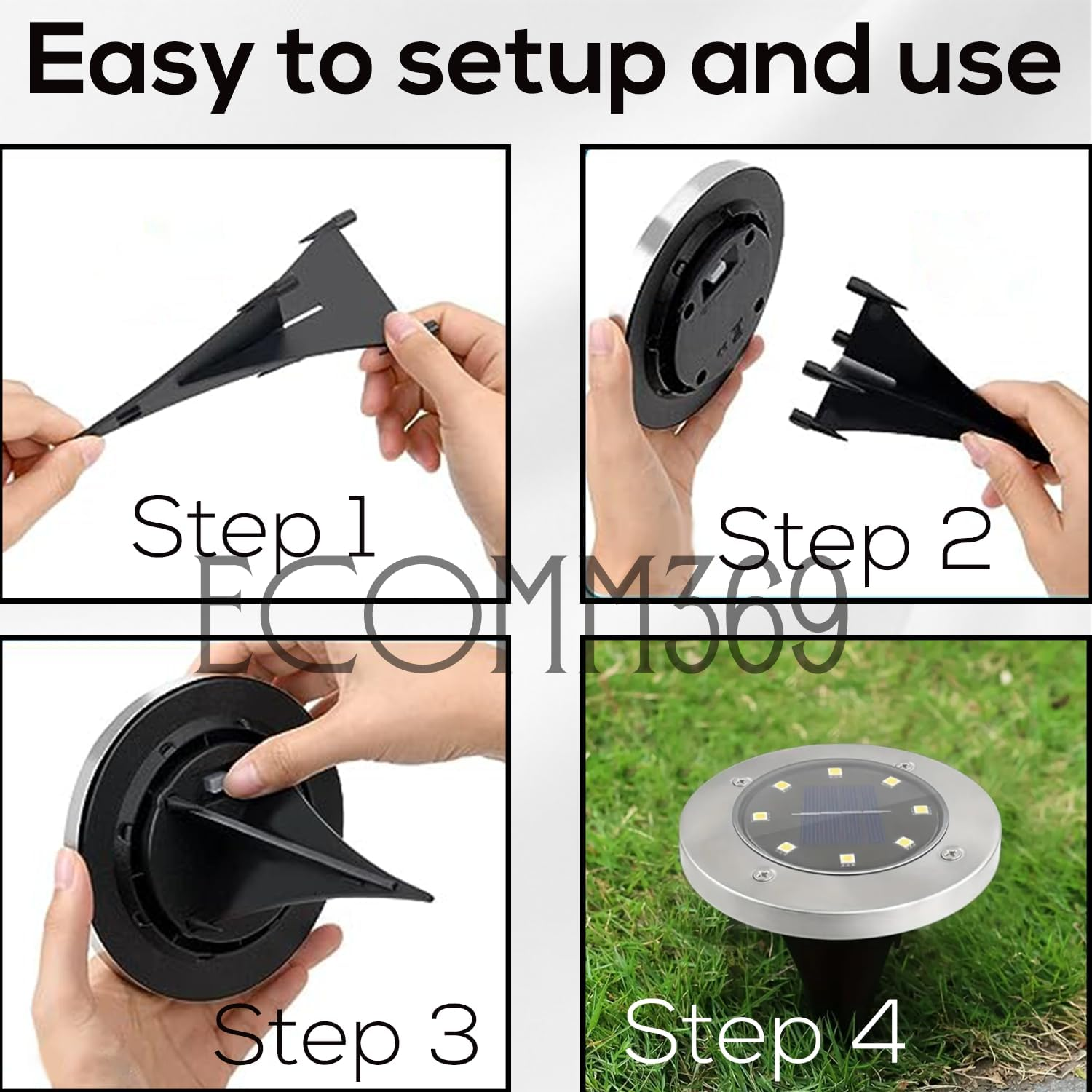 8 Packs 8 LED Solar Ground Disc Lights Outdoor Waterproof in Ground Solar Lights for outside Solar Garden Lights Solar Landscape Lights for Garden Outdoor Patio Pathway Walkway Decor (White) image number 4