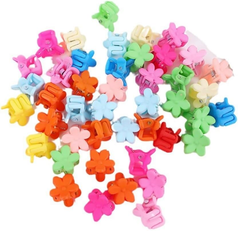 Jindizi 100 Pcs Baby Hair Clips, Mini Flower Hair Clips, Cute Baby Hair Accessories, Multicolor, Floral, Plastic, Claw, All Hair Types, Unisex, Girls and Women, 1 Count (Pack of 100), Baby, Adults image number 3
