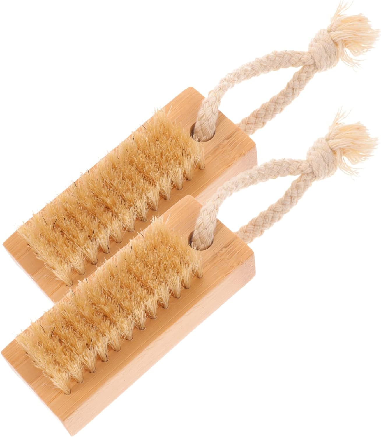 MUCKLILY 2Pcs Bamboo Nail Brush Professional Double Sided Nail Cleaners Gently Remove Debris and Dead Skin image number 2