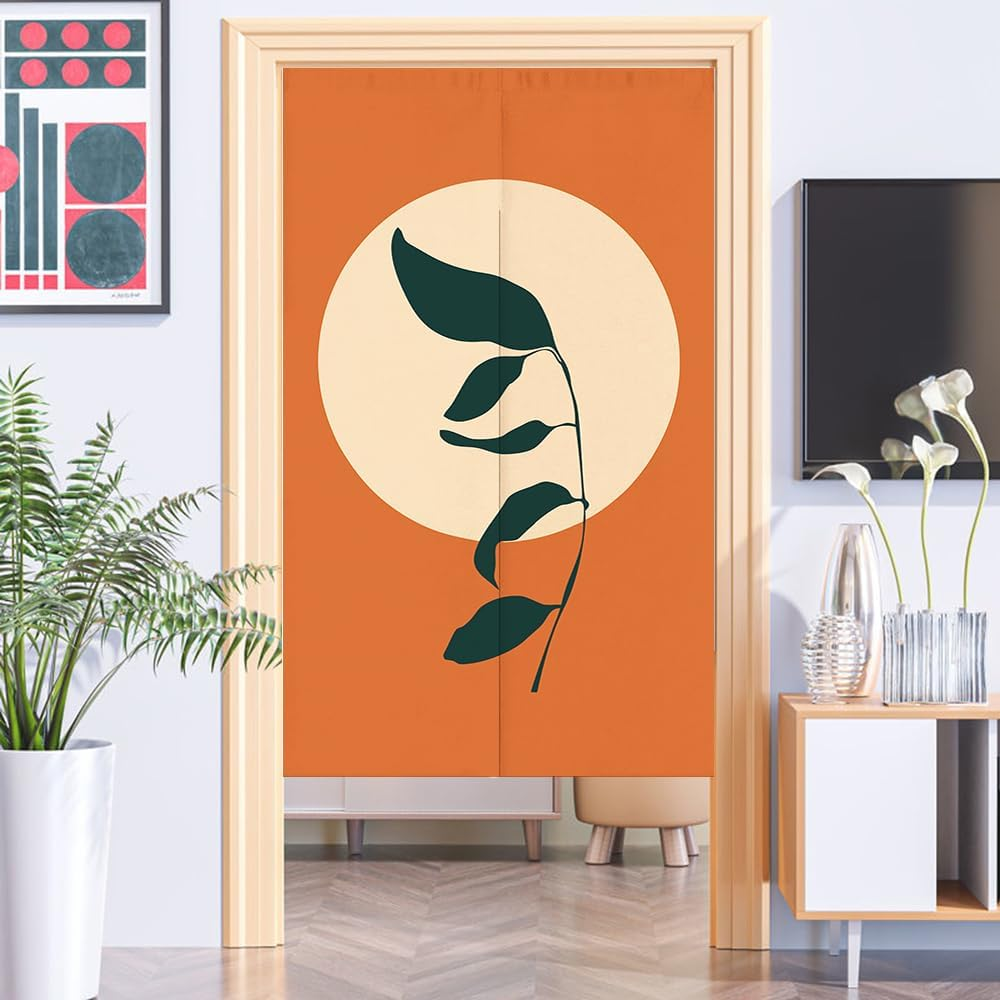 BYDQIUSC Morandi Abstract Art Painting Door Curtain Peephole Proof Household Partition Hole Free Bedroom Living Room Kitchen Split Doorway Curtain Customization image number 6