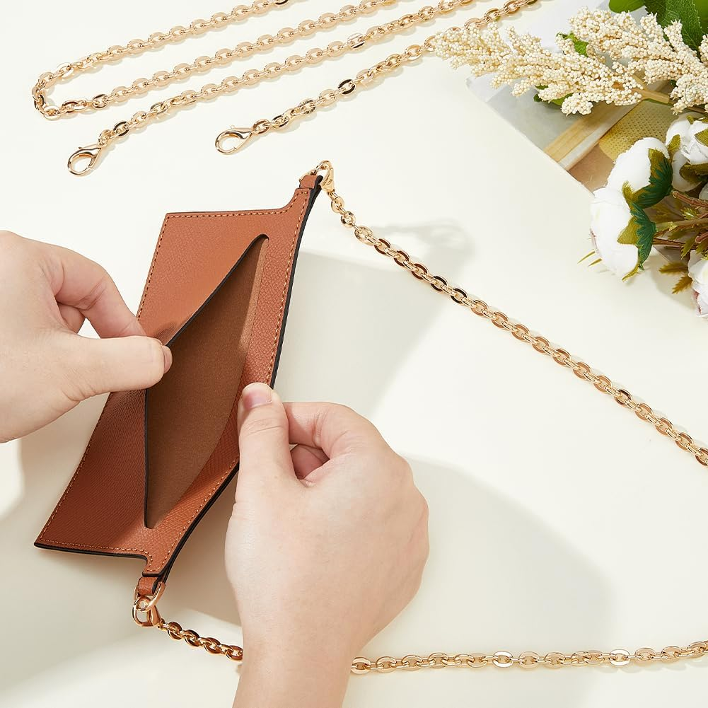 Hobbspring PU Leather Organiser Insert 1 Piece Conversion Set with 2 Gold Chains Saddle Brown Shoulder Bag Convertible Insert for Handbag Wallet - Black image number 5