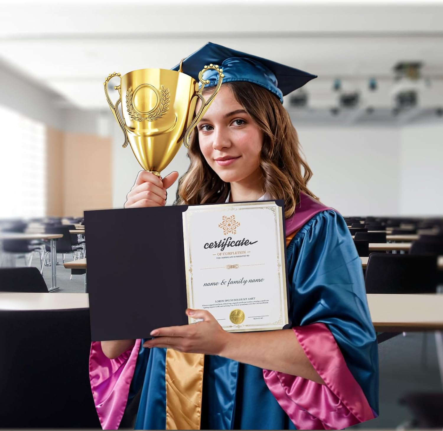 75 Pcs Certificate Paper Kit, 25 Gold Foil Border Award Certificate Holders & 25 Pcs 8.5X11 Inches Certificate Paper & 25 Certificate Seals Stickers for Graduation Diploma, Award Accomplishment.