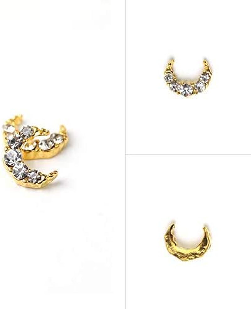 10 Pcs DIY 3D Moon Shape Nail Rhinestones for Nail Art Decorations Design Alloy Manicure Accessories 7X9Mm Zhengpingpai image number 3
