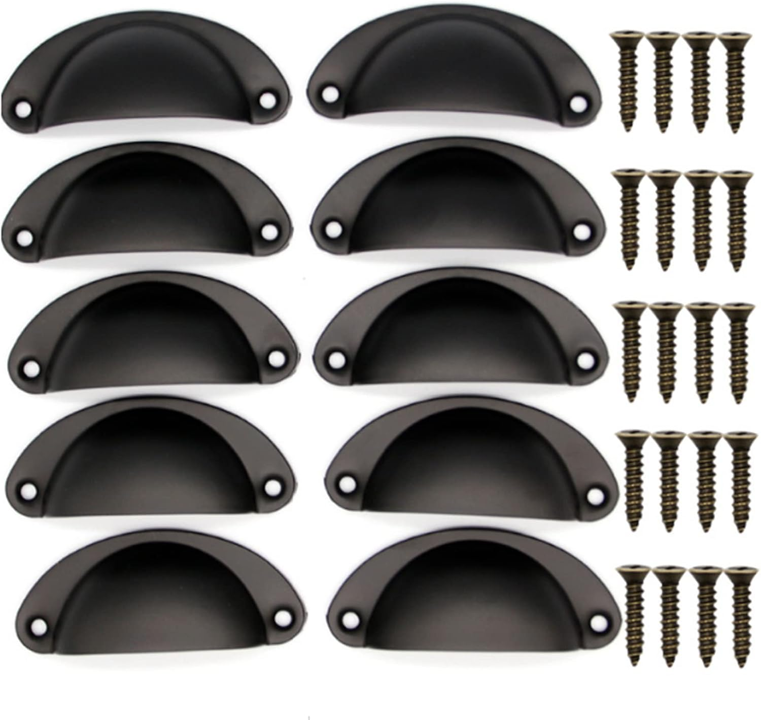 ACBBMNS 30Pcs Shell Cup Handles Half Moon Vintage Cupboard Door Knobs Kitchen Cabinet Drawer Cupped Pulls Antique Shell Pulls with Screws (Yellow Bronze)