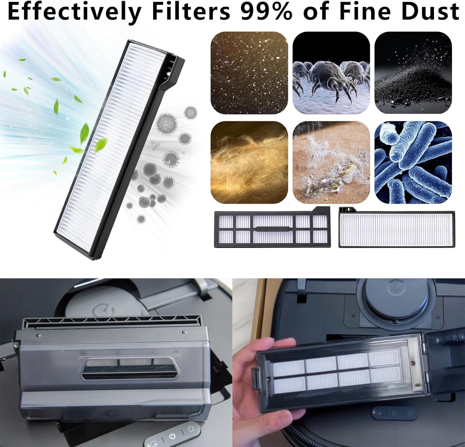 X10 Pro Omni Accessories Compatible with Eufy X10 Pro Omni Robot Vacuum Cleaner, Replacement Parts with 1 Roller Brush, 4 Dust Bags, 6 Side Brushes, 4 Mop Pads, 4 Filters image number 6