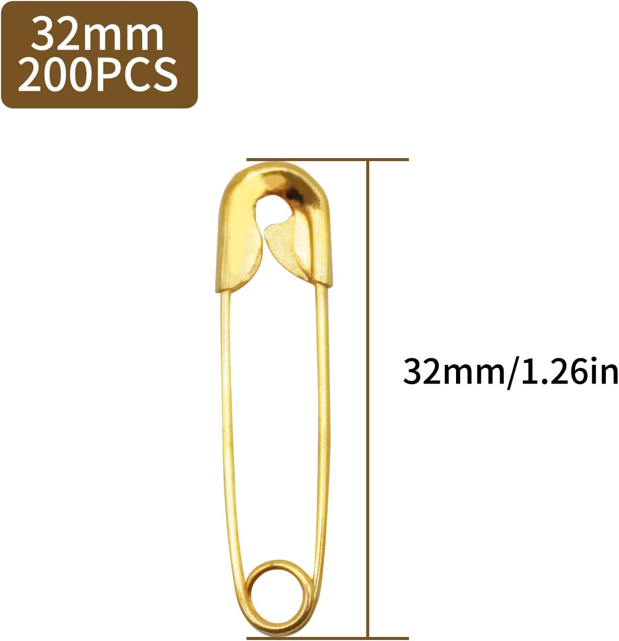 200 Pcs Colored Safety Pins,32Mm Safety Pins,Premium Assorted Safety Pins Bulk for Sewing Clothing DIY Craft Making with Storage Box-Gold image number 4