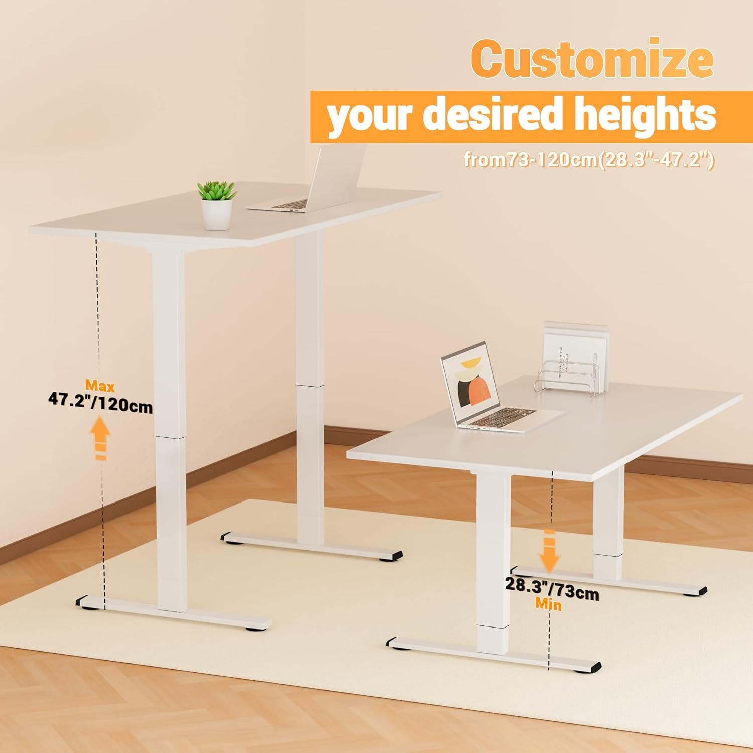 ERGOMAKER Height Adjustable Standing Desk Frame without Desktop, Dual Motor Two-Stage Electric Frame with Automatic Memory Smart Handset (2 Stage|Dual Motor, White) image number 3