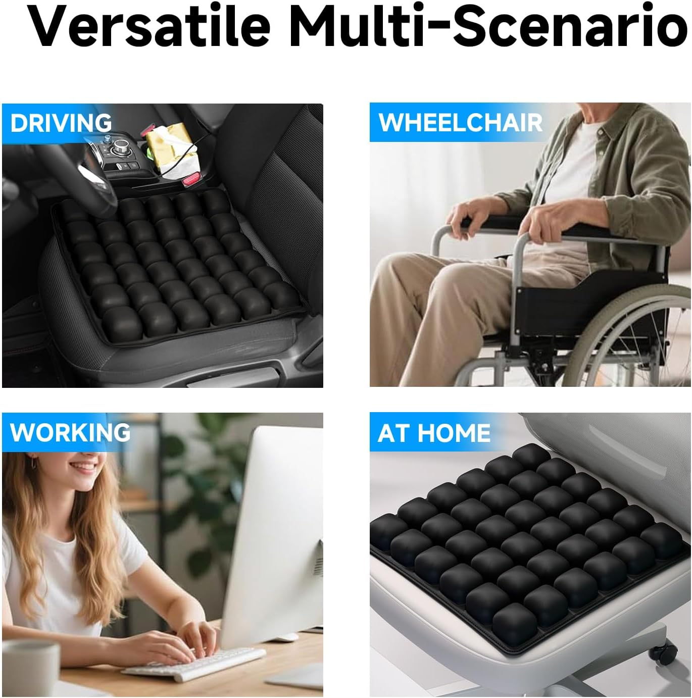 Sluxjet Travel Cushion, 3D 36 Air Cells Plane Cushion, Manual Press Inflatable Seat Cushion for Airplane, Office Chair, Travel Car Seat, Wheelchair Accessories, Black image number 6