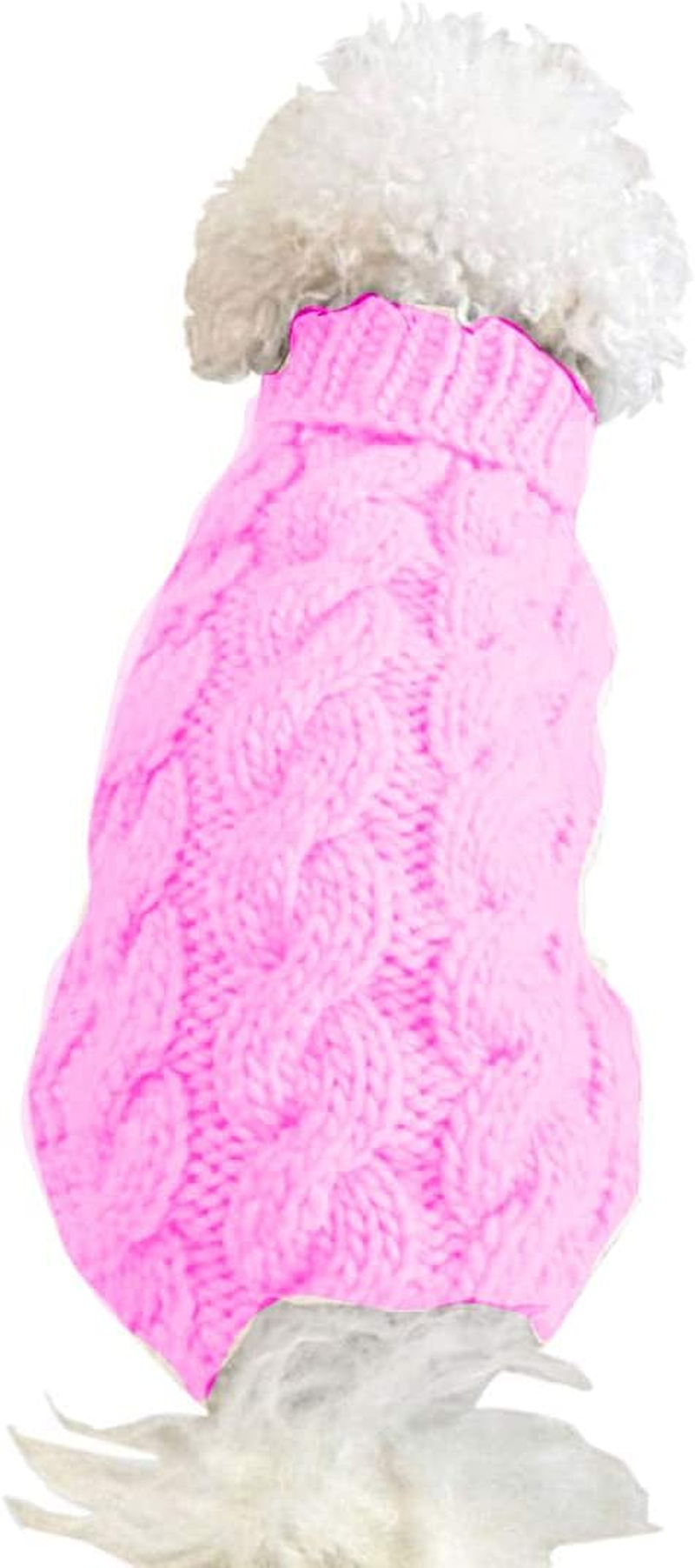 Dog Sweaters for Medium Small Dogs, Cat Sweater Dog Clothing Dog Jumper Puppy Turtleneck Knitted Dog Outfit Pet Twist Striped Vest Cute Warm Winter Clothes for Chihuahua, Dachshund (Pink, Medium) image number 3