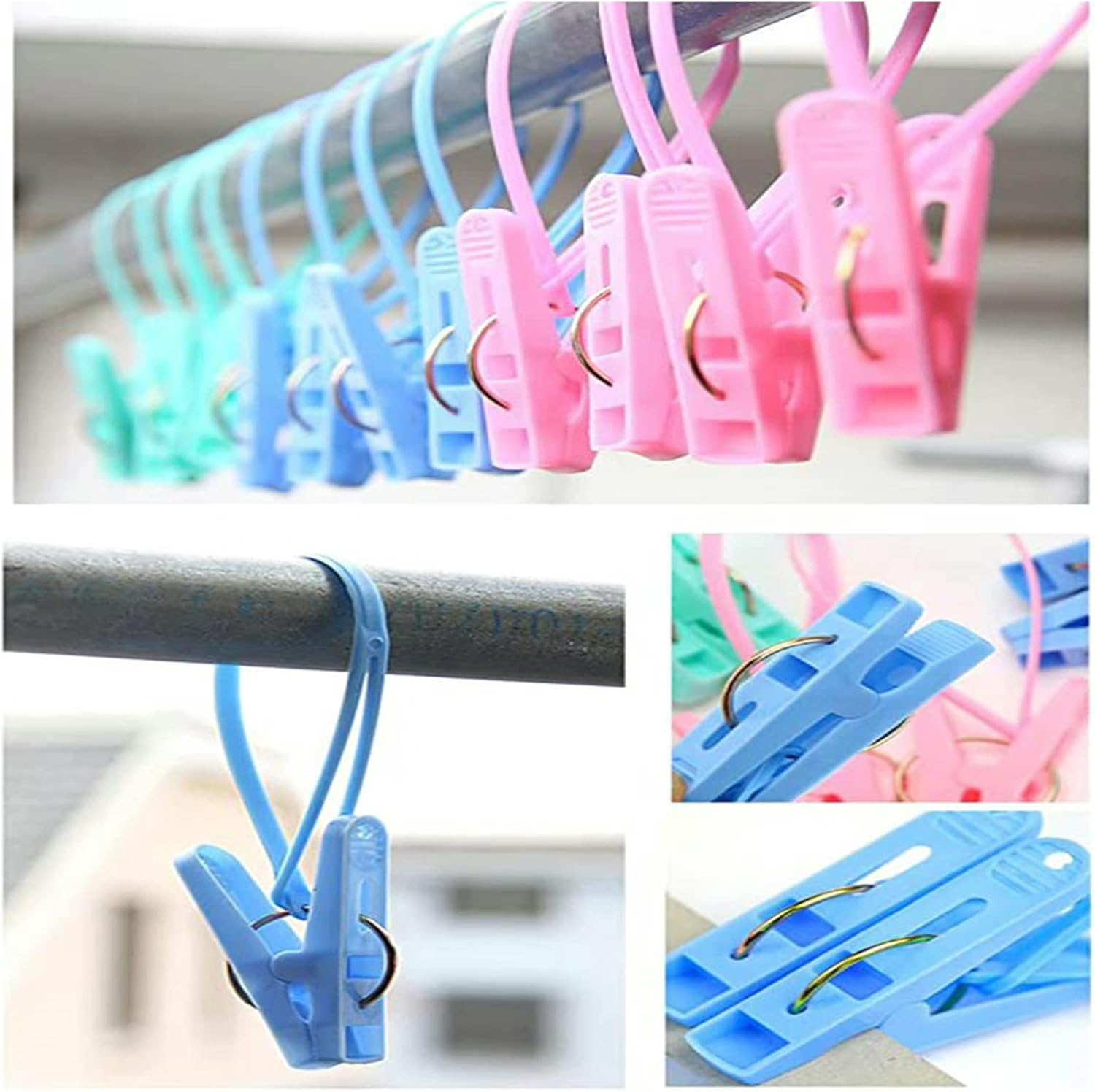 12Pcs Portable Clothespins Drying Clip Laundry Hook Hanger Clothesline Travel Home Clothing Pegs Hanger image number 6