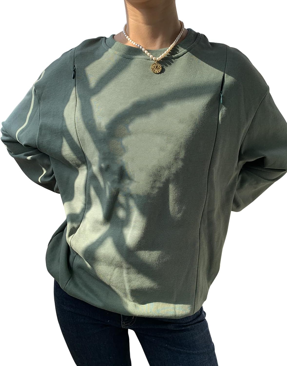 TAIUICY Women Maternity Nursing Sweatshirt Comfort Friendly Zip Breastfeeding Pullover Mama'S Boobery Always on Tap Sweater image number 5