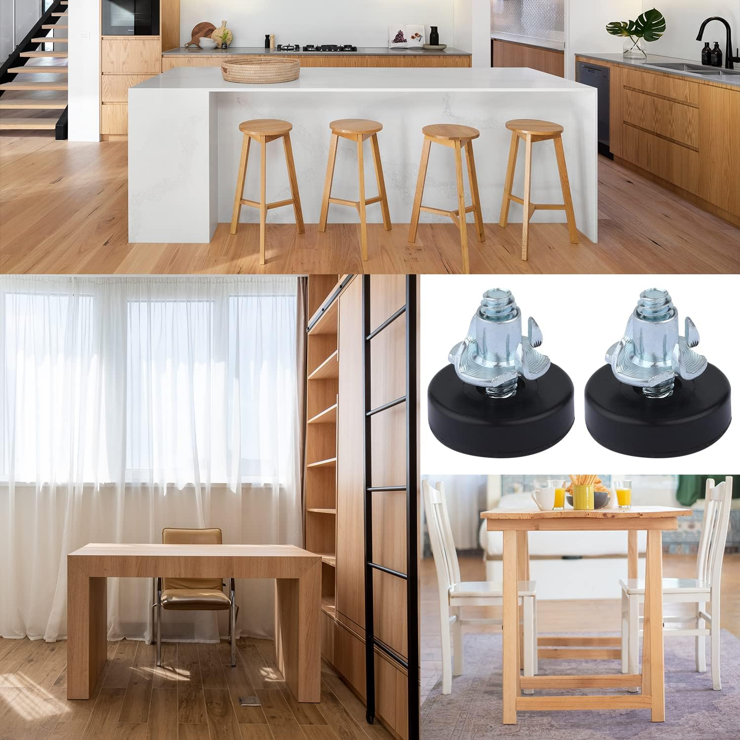 AIEX 1/4" Thread Outer Diameter Furniture Leveling Feet, Adjustable Furniture Levelers with T Nuts Screw in Feet for Furniture Cabinets Sofa Tables Chairs.（16Pcs） image number 5