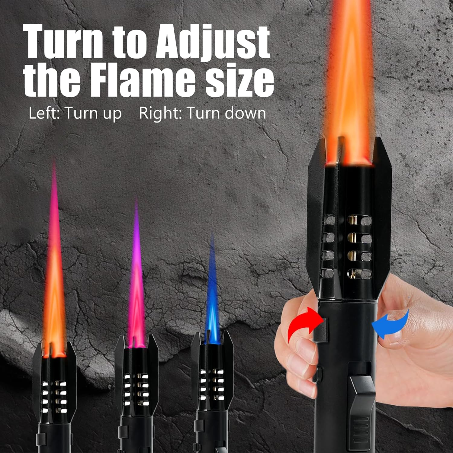 Portable Brightfire, Turbine Jet Bright Fire Lighter, Windproof Straight Torch Blue Flame Lighter, Wind Resistant Bright Fire Lighter, Torch Lighters Butane Refillable for Men (Black) image number 3