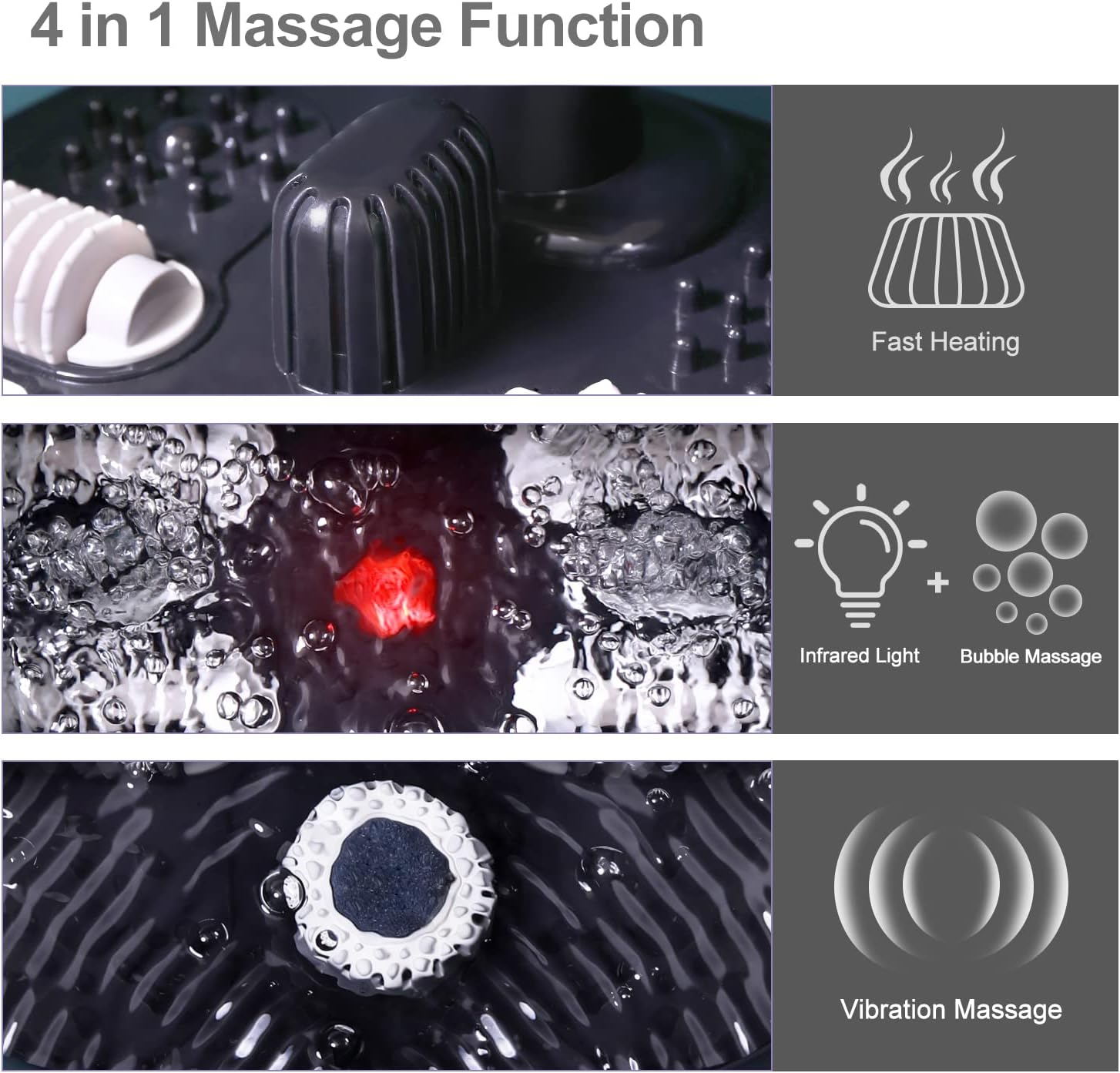 Foootcu Foot Spa Bath Massager with Heat Bubbles and Vibration Massage and Jets, Pedicure Foot Spa Tub of 16 OZ Lavender Epsom Salt, Foot Soaker with Temperature Control image number 3