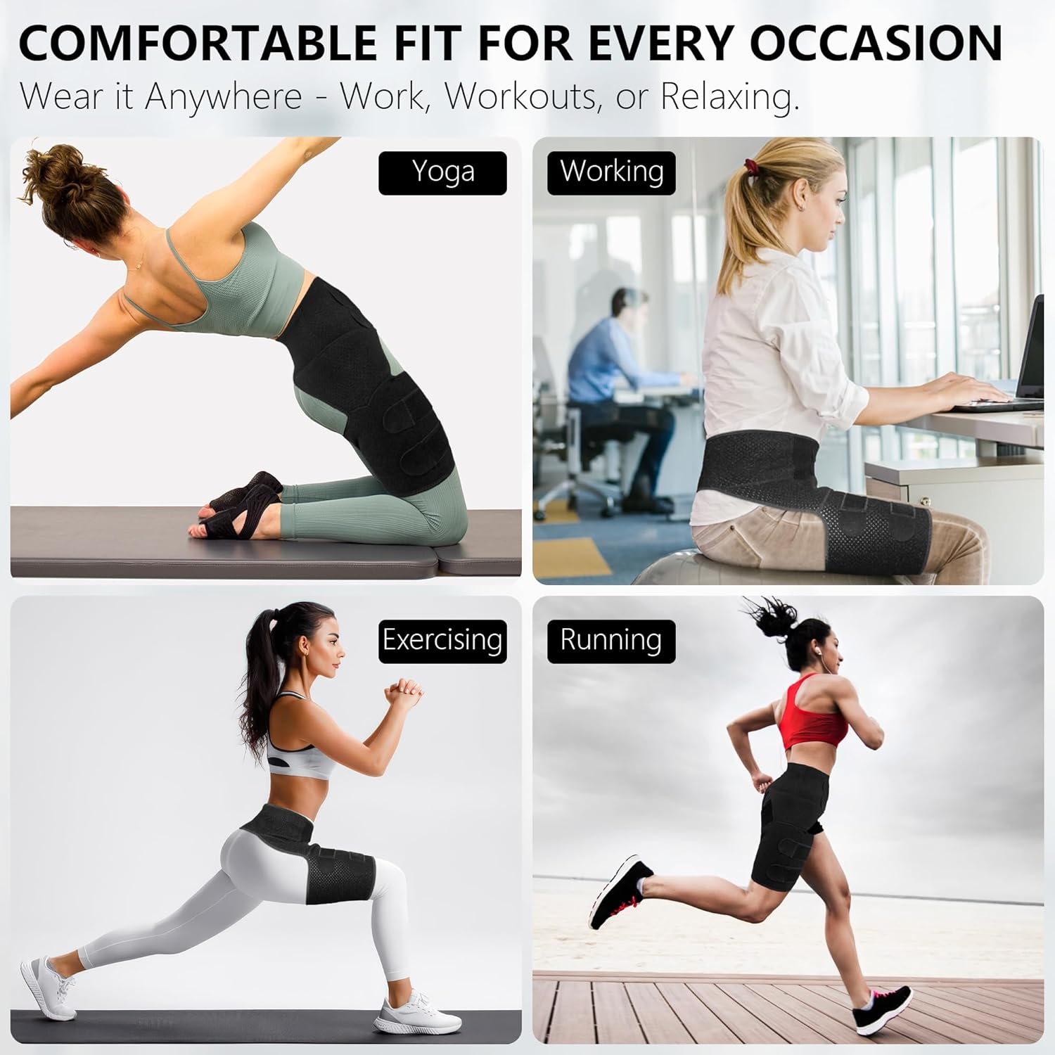 LAFUYSO Hip Brace with Double Strap Support for Sciatica, Lower Back Pain, Thigh & SI Joint Compression - Adjustable Wrap for Men & Women image number 6