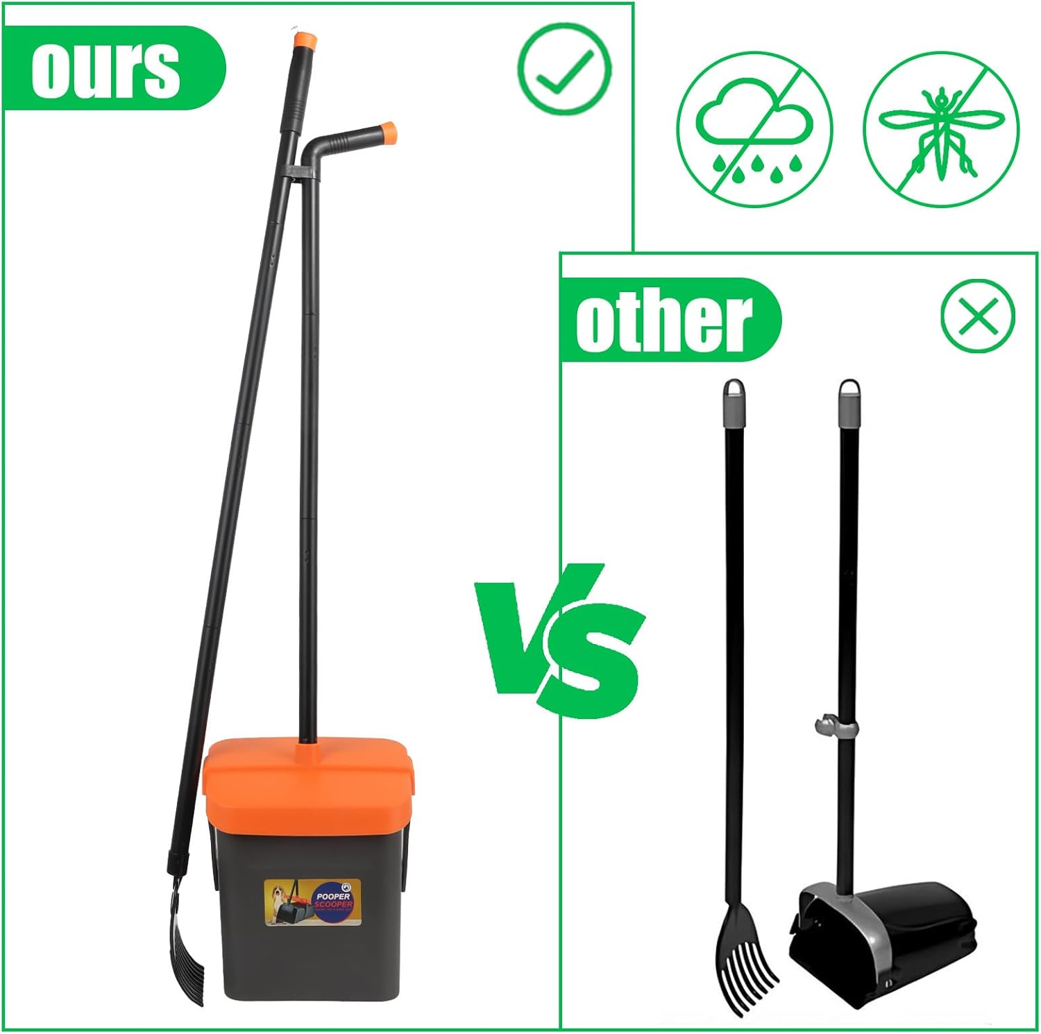 Pooper Scooper, Large Swivel Dog Poo Bin with Lid, 46" Adjustable Long Handle Dogs Poop Scoop with Waste Bags, Pet Waste Use for Garden, Yard, Grass, Dirt or Gravel - Easy to Clean Pet Supplies image number 6