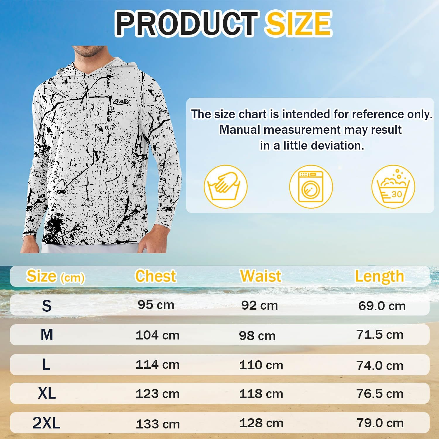 WOTOW Men'S Sun Protection Hoodie Shirt, UPF 50+ Soft Long Sleeve Fishing Shirts, UV Protection Quick Dry Lightweight Rash Guards for Hiking Running Camping Fishing