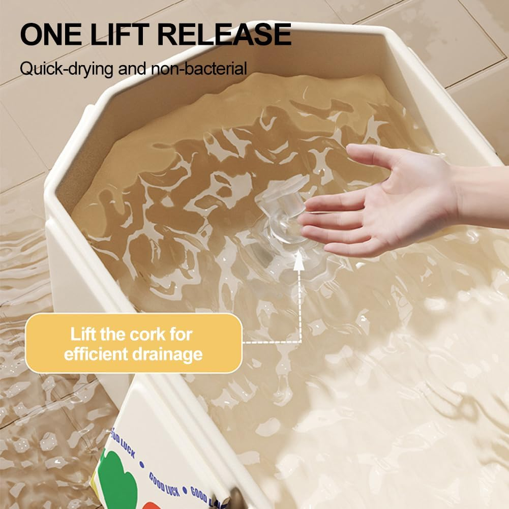 Xoxomeg Baby Bathtub, Portable Baby Tub, Quick Pop up Non Inflatable Bathtub Space-Saving, Durable Baby Tubs for 0~8 Years Old Infants and Toddler (White) image number 5