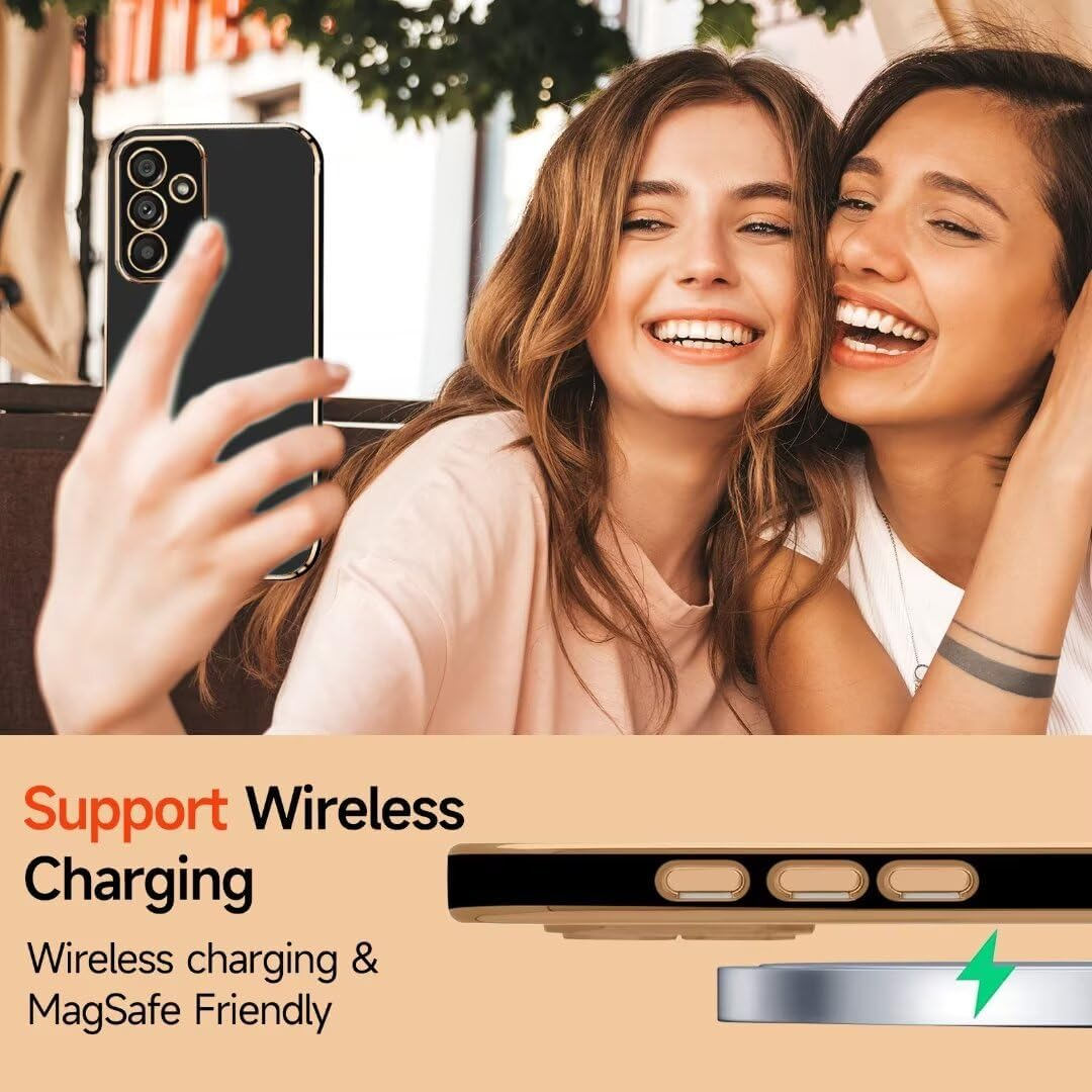 ATISIJIE Case for Samsung Galaxy A16 Mobile Phone Case Original, Ultra Thin Electroplated Soft Silica Gel Scratch-Resistant TPU Mobile Phone Case, Simple Stylish Shiny Protective Cover Case Black image number 6