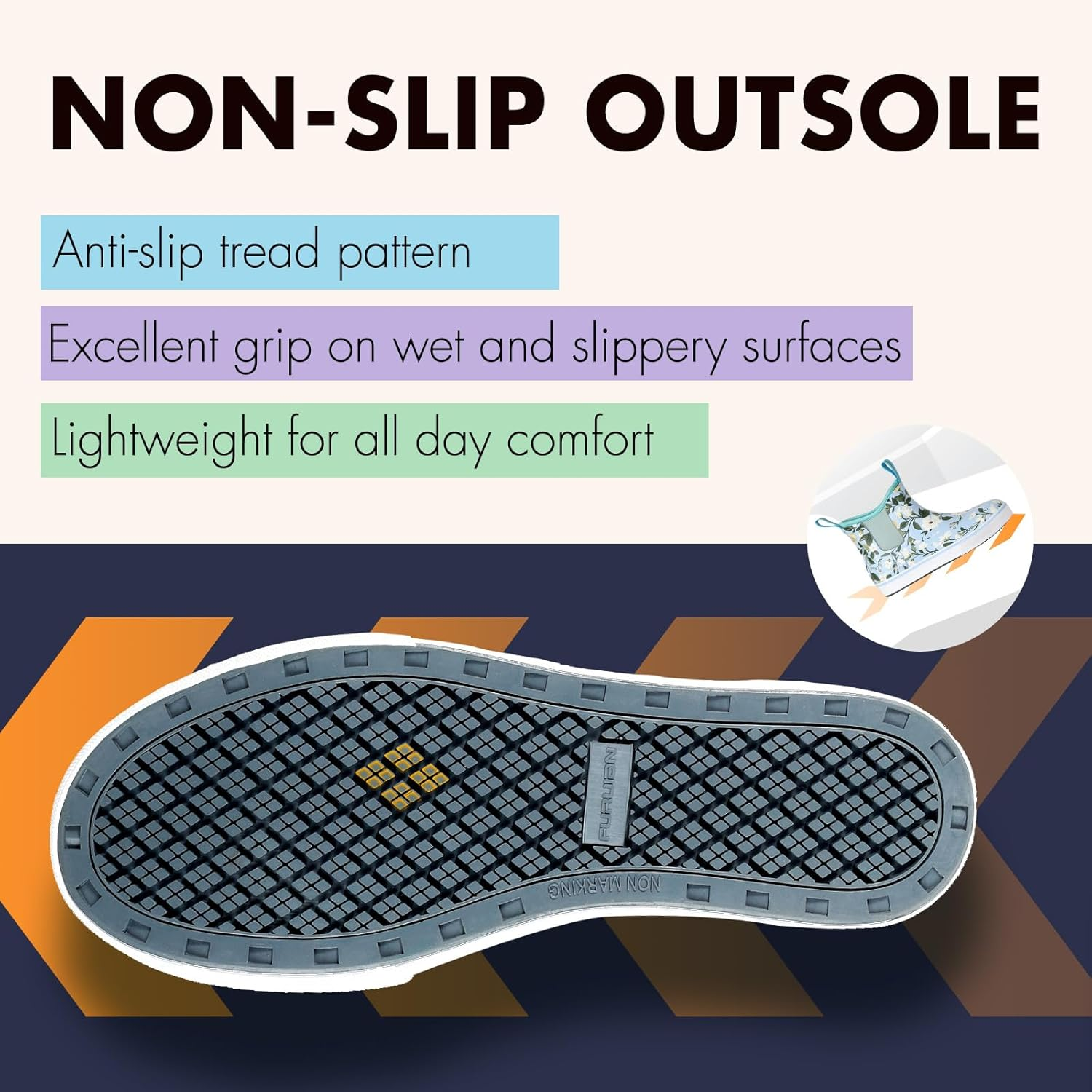 Women'S Deck Boots Ankle Rain Boots Fishing Boots Rubber Waterproof Garden Boots Slip-Resistant Outdoor Work Shoes image number 3