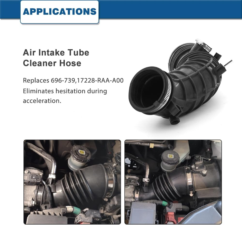 Air Intake Hose Compatible with Honda Accord 2003 2004 2005 2006, 2007 2.4L 17228 RAA A00 17228RAAA00 696-739 image number 2