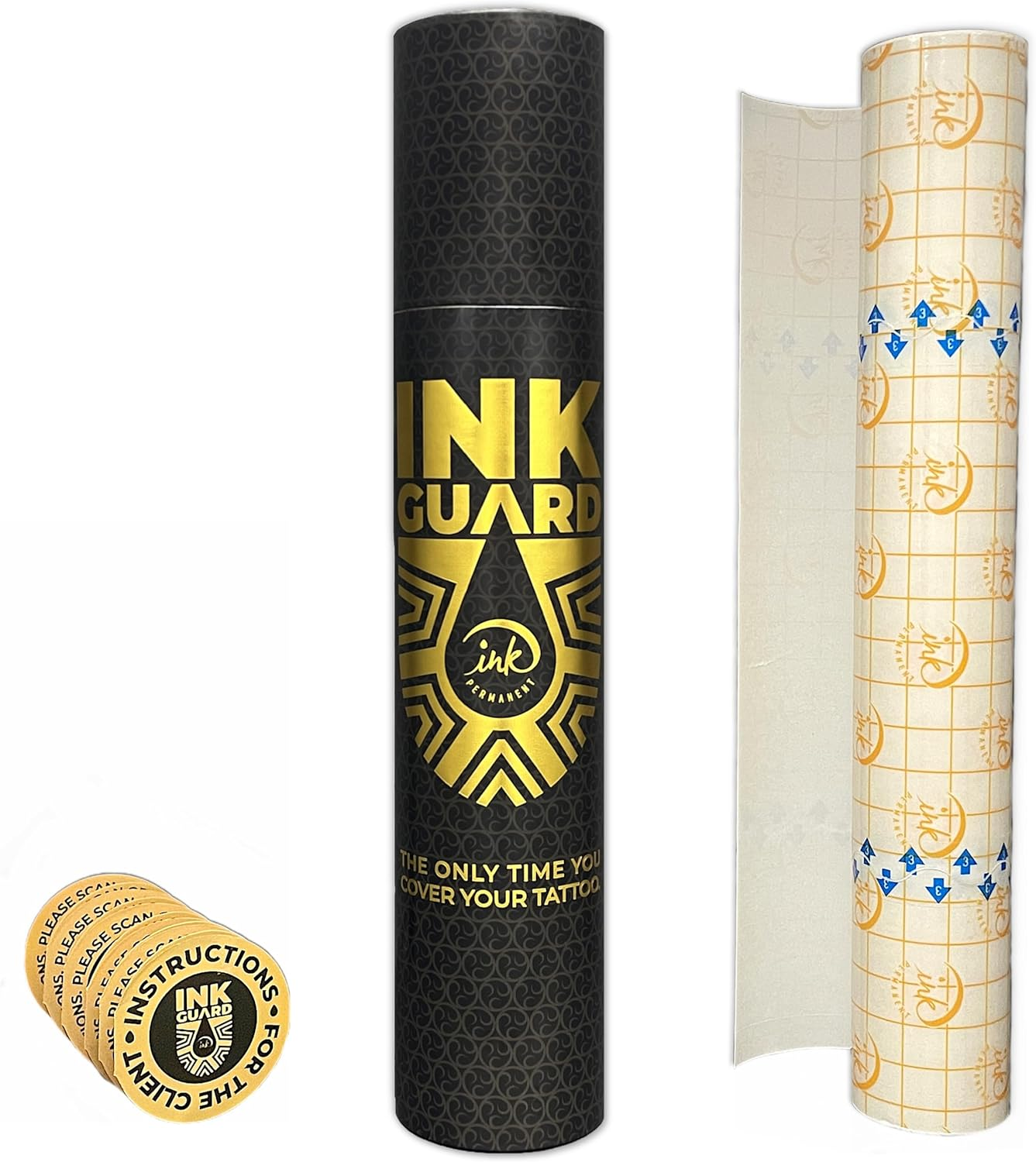 Ink Guard Tattoo Aftercare Waterproof Transparent Adhesive Bandage 10" X 6 Feet (25 Cm X 1.83M) Second Skin Healing Protective Clear Bandages Holds for 5 Days, Extra Adhesive Cover up Roll image number 2