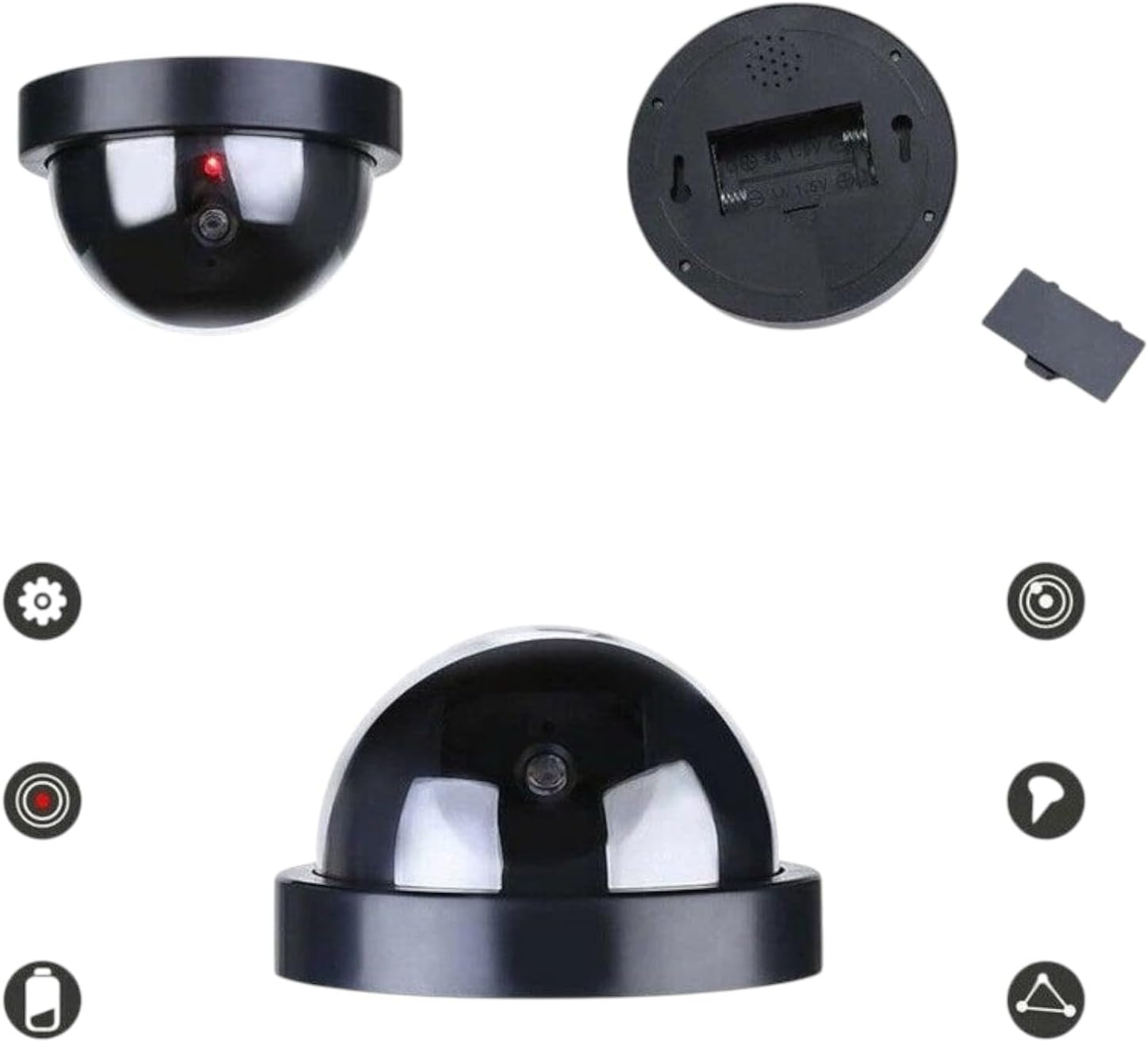 Dummy Dome Security Camera with Flashing Red LED Light Indoor Outdoor Use for Home Office Garage Easy Install Realistic Look Available in 1, 2 or 4 Pack (2)