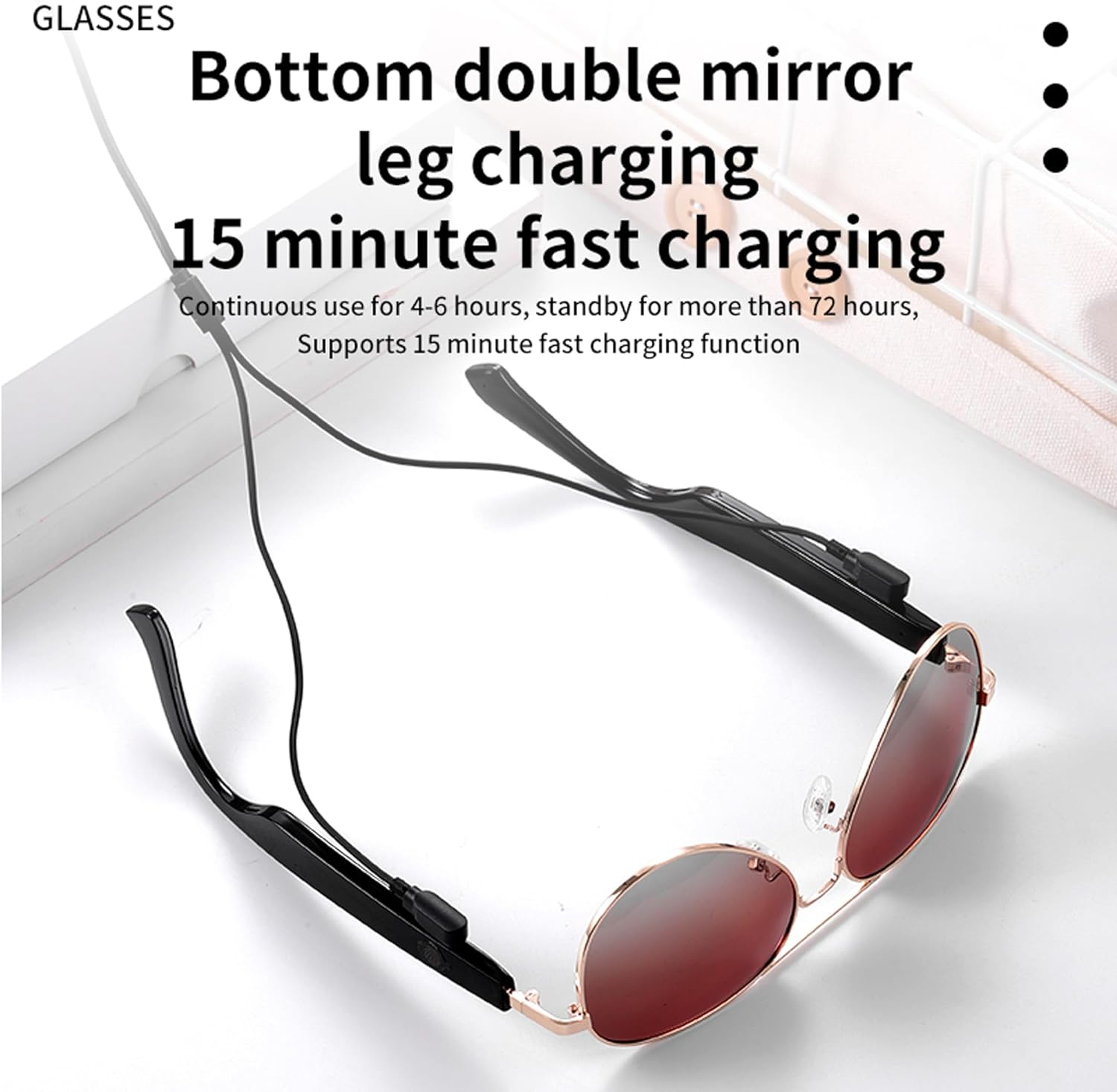 Meagtlva Bluetooth Sunglasses for Men and Women,Fast Charging Smart Glasses with Open Ear Speaker,Touch Voice Contro,Polarized Lens, Hands Free Calling - Brown Sunlens image number 4