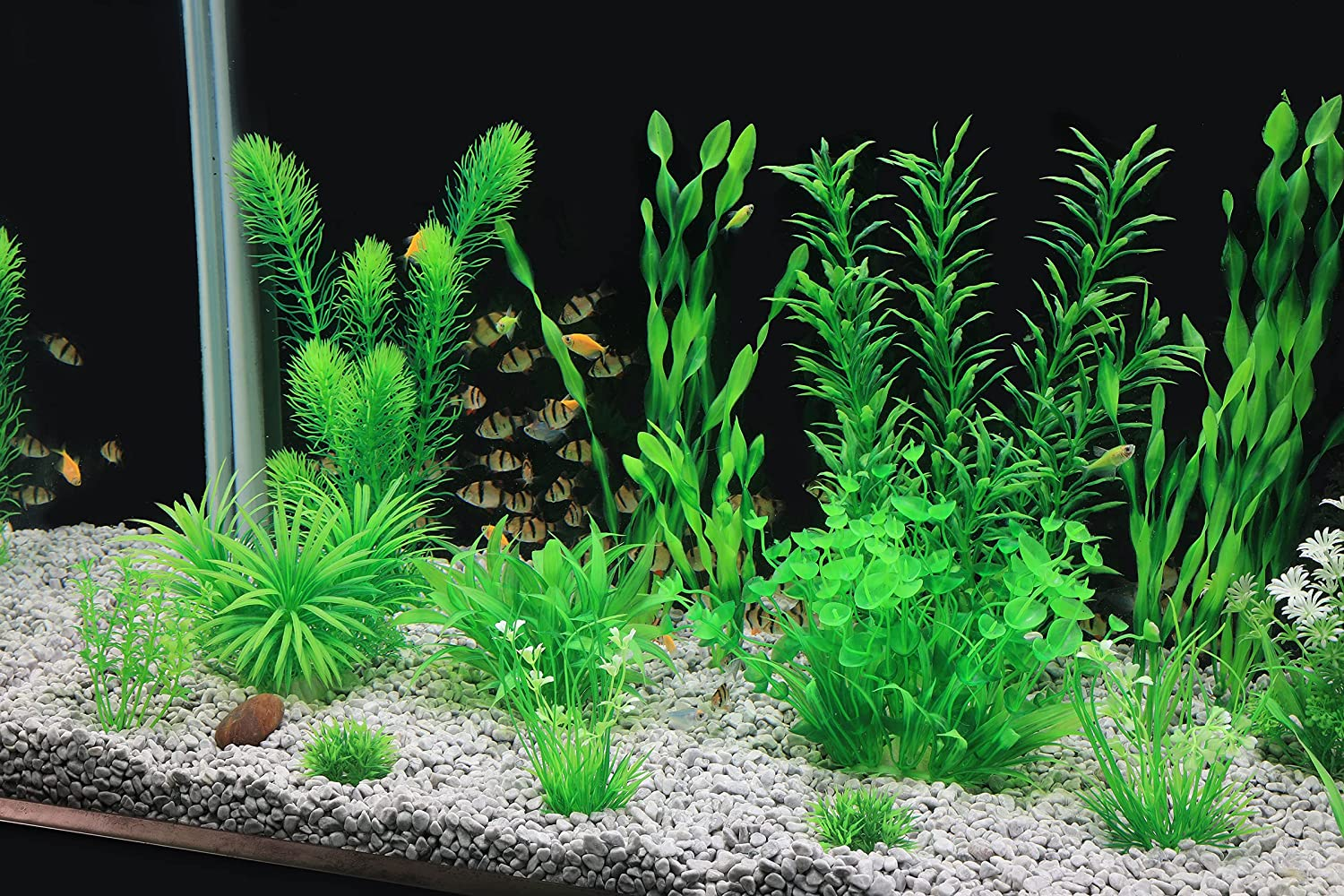Mylifeunit Aquarium Plants, 20 Pack Artificial Fish Tank Plants for Aquarium Decorations (Green) image number 4