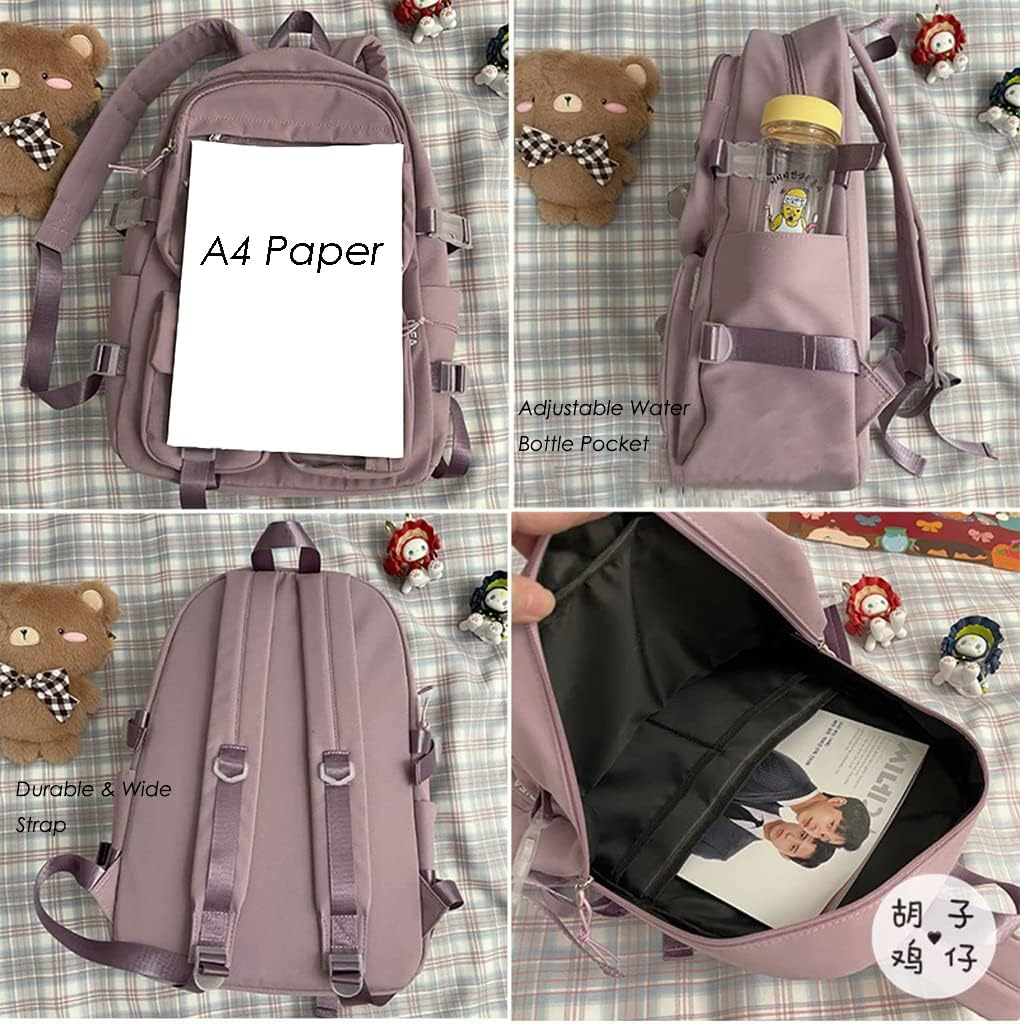 AONUOWE Kawaii Goth Backpack with Plushies Anime Ita Bag Japanese Backpack Lolita Accessories Kawaii Supplies - Black image number 5
