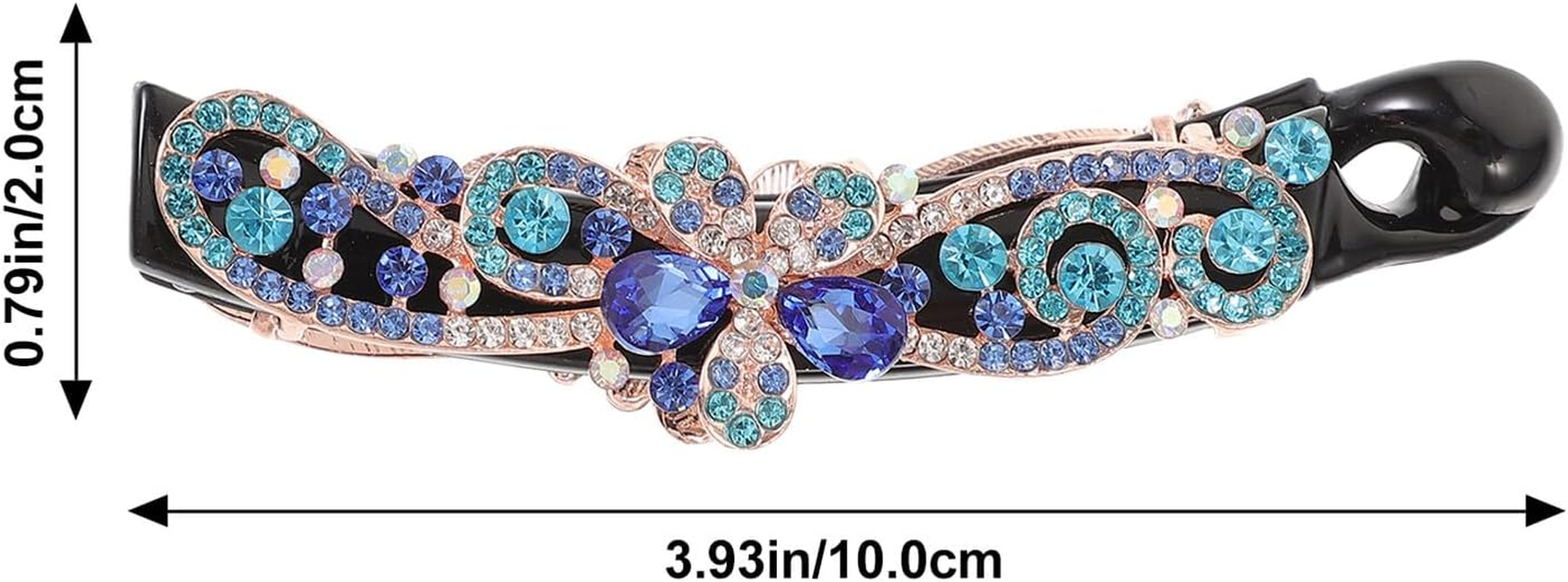 DRESSOOS Elegant Floral Rhinestone Hair Clip for Women and Banana Clip with Blue Crystal Design Decorative Accessory for Wedding Party Prom Birthday and Everyday Styling image number 4