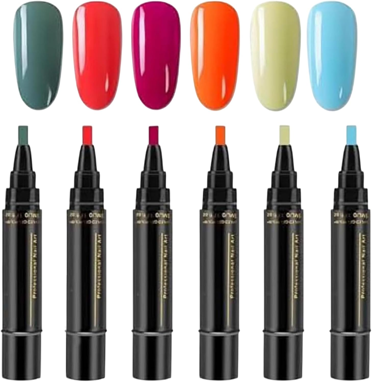 6Pcs Nail Polish Pen Set, 5 Ml Nail Varnish Pen, French Manicure Nailgel Polish Pencil, Quick Dry Naiil Arts P-En, Soak off UV Nailpolish Tool, Manicure Pedicure DI.Y Nailgel Pencil for Women, Girls - 01 image number 6