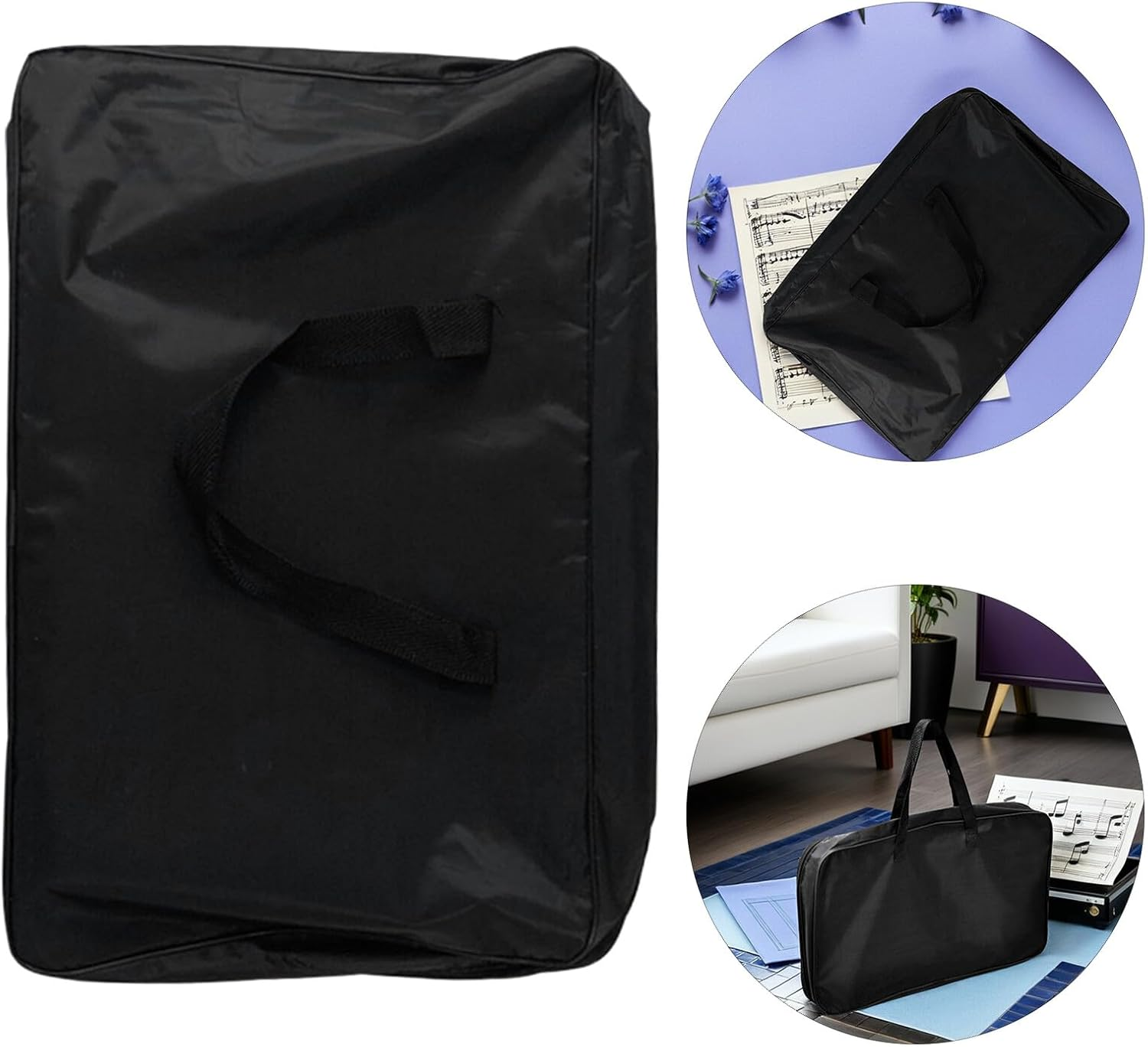 NULYLU Music Stand Carry Bag 56X36Cm Black Oxford Cloth Waterproof Music Stand Case Portable Foldable Storage