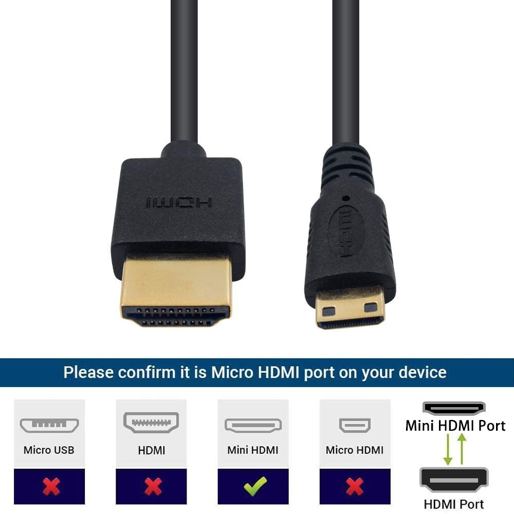 Duttek Mini HDMI to HDMI Cable, Ultra-Thin HDMI Male to Mini HDMI Male Cable Support 4K Ultra HD, 1080P, 3D,For Projector, Monitor, Camcorder(Hdmi 2.0) (1.2M/4FT)