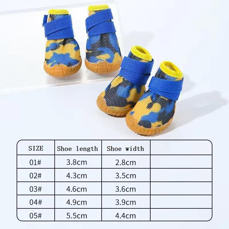 Dog Shoes for Small Dogs, Anti-Drop Dog Boots for Hot Pavement, Winter, Breathable Paw Protectors for Walking, Running, Hiking, Ox Tendon Sole Puppy Sneakers (Camouflage Blue, 02#) image number 4