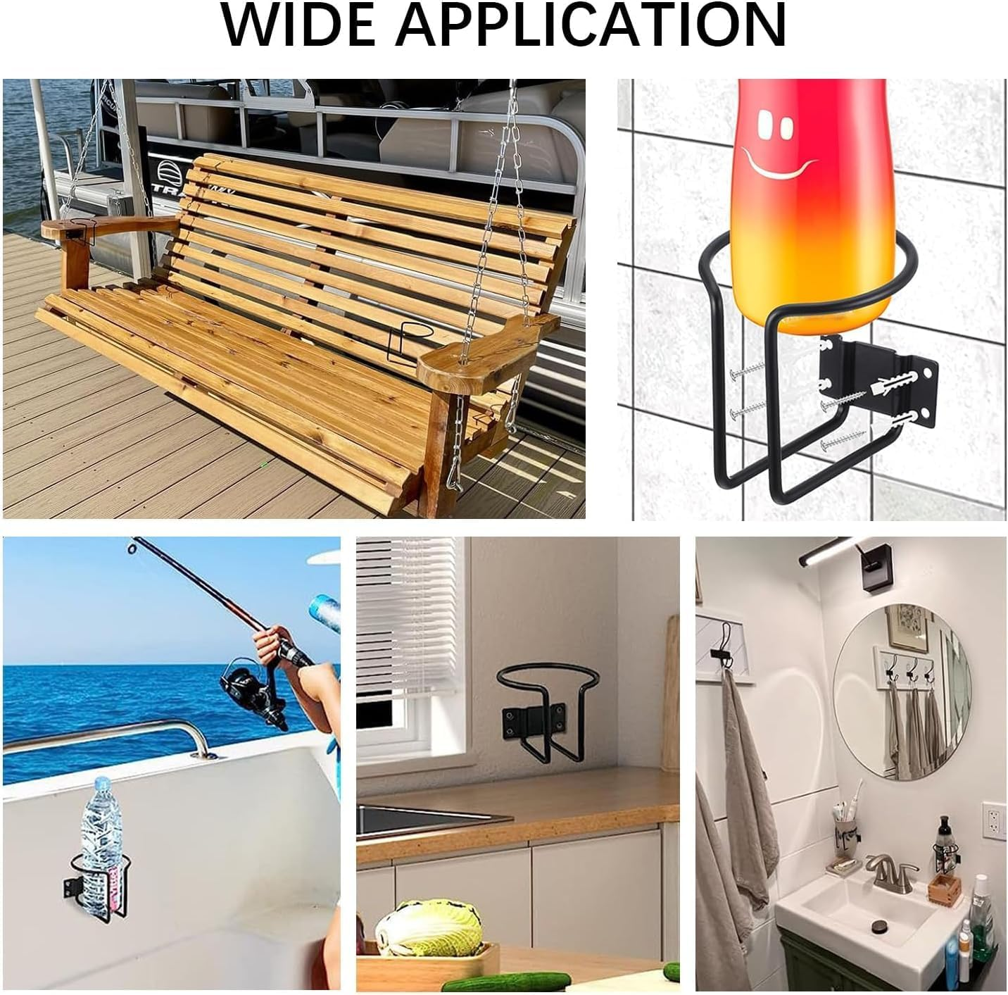 Stainless Steel Ring Shaped Boat Cup Drink Holder with Screws, 2Pcs Wall Rail Mounted Boat Ring Cup Holder, Metal Ring-Shaped Drink Holder for Boats, Silver image number 2