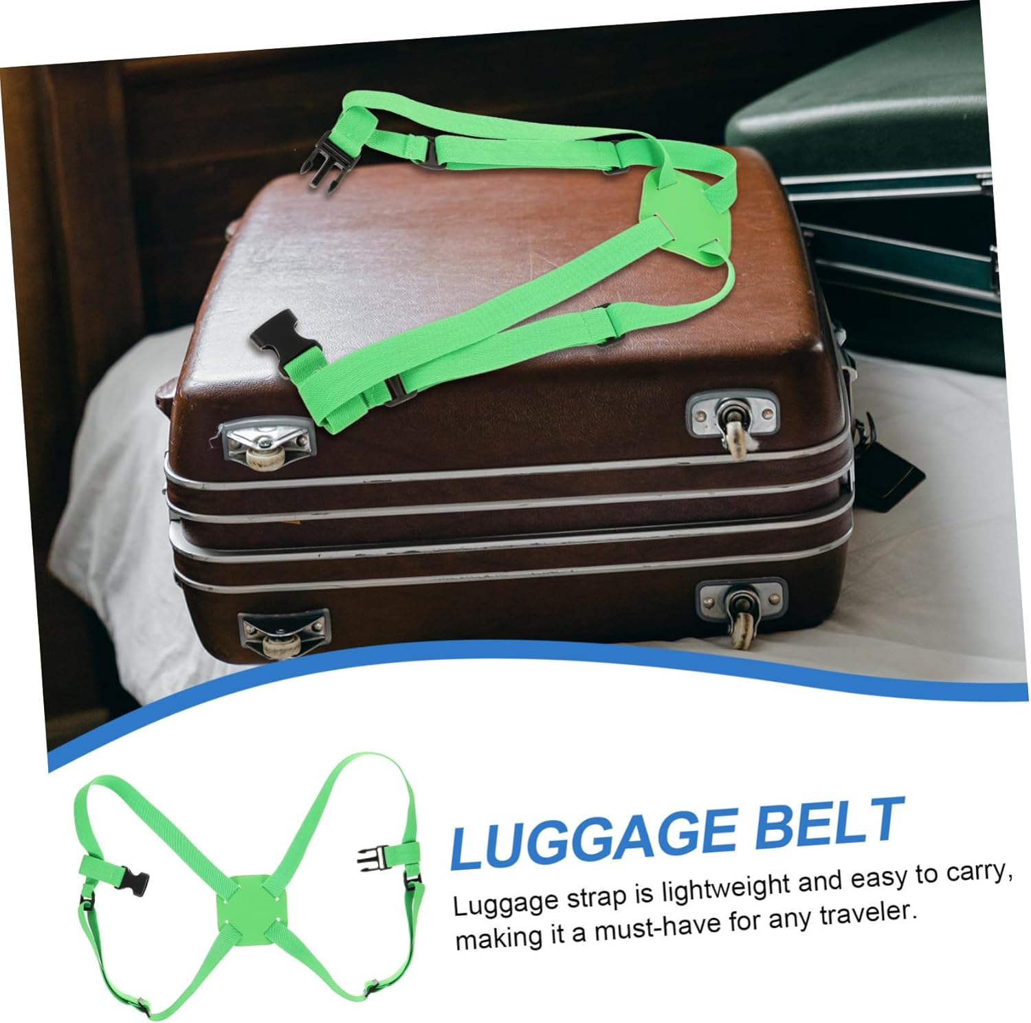 KOMBIUDA Luggage Belt Elastic Travel Strap Suitcase Connector Straps for Easy Identification Security Durable Cross Buckle Design for Peace of Mind during Journeys Lightweight Convenient image number 1