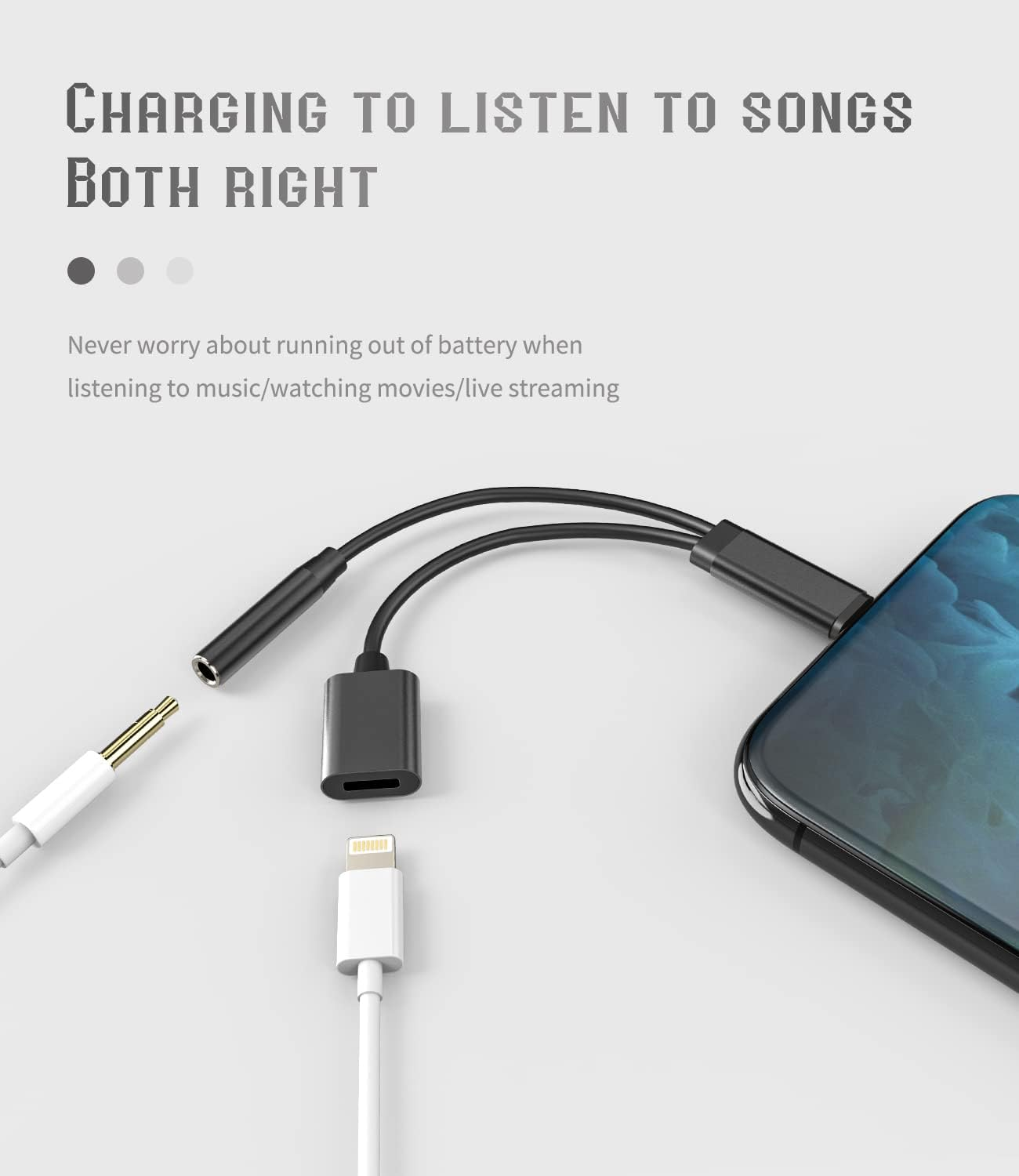 Iphone AUX Adapter for Headphone Jack Dongle(2In1)Apple MFI Certified Lightning to 3.5Mm Splitter Cable Charger Cord Audio Adaptador Para Earbud Music Charging Converter for 14 13 12 11 Pro Max 7 8 X image number 1