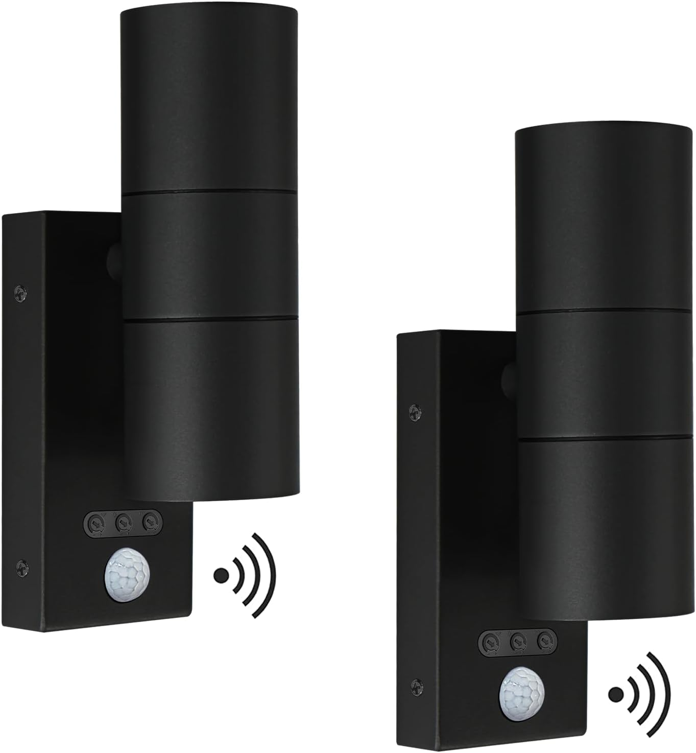 Kerry outside Wall Lights with Sensor, IP65 Waterproof up down Outdoor Lighting, External Pir Wall Mount Security Light, Black Stainless Steel Exterior Light Mains Powered for Front Door (Bulb Excl.)