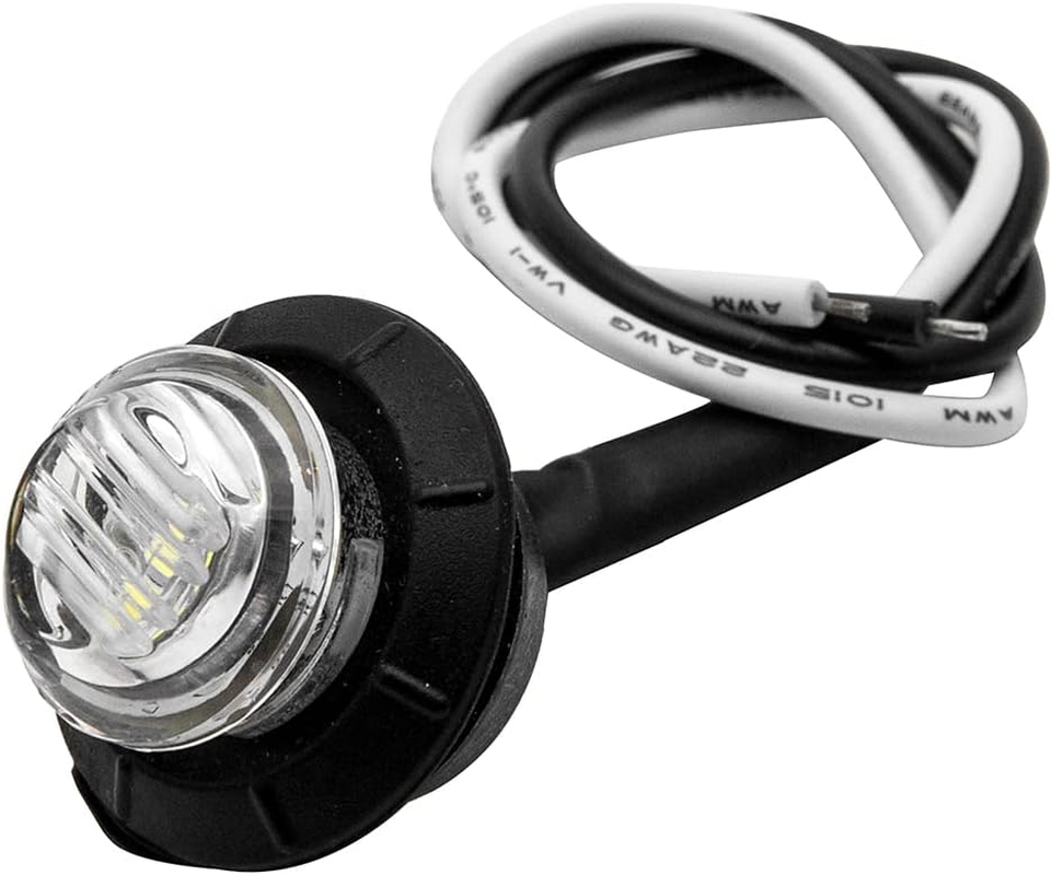 Baceyong 4Pcs 12V/24V 3/4" LED Side Marker Lights for Car Trailer Truck, Super Bright round White Indicator Lamps Replacement, White Lighting image number 3