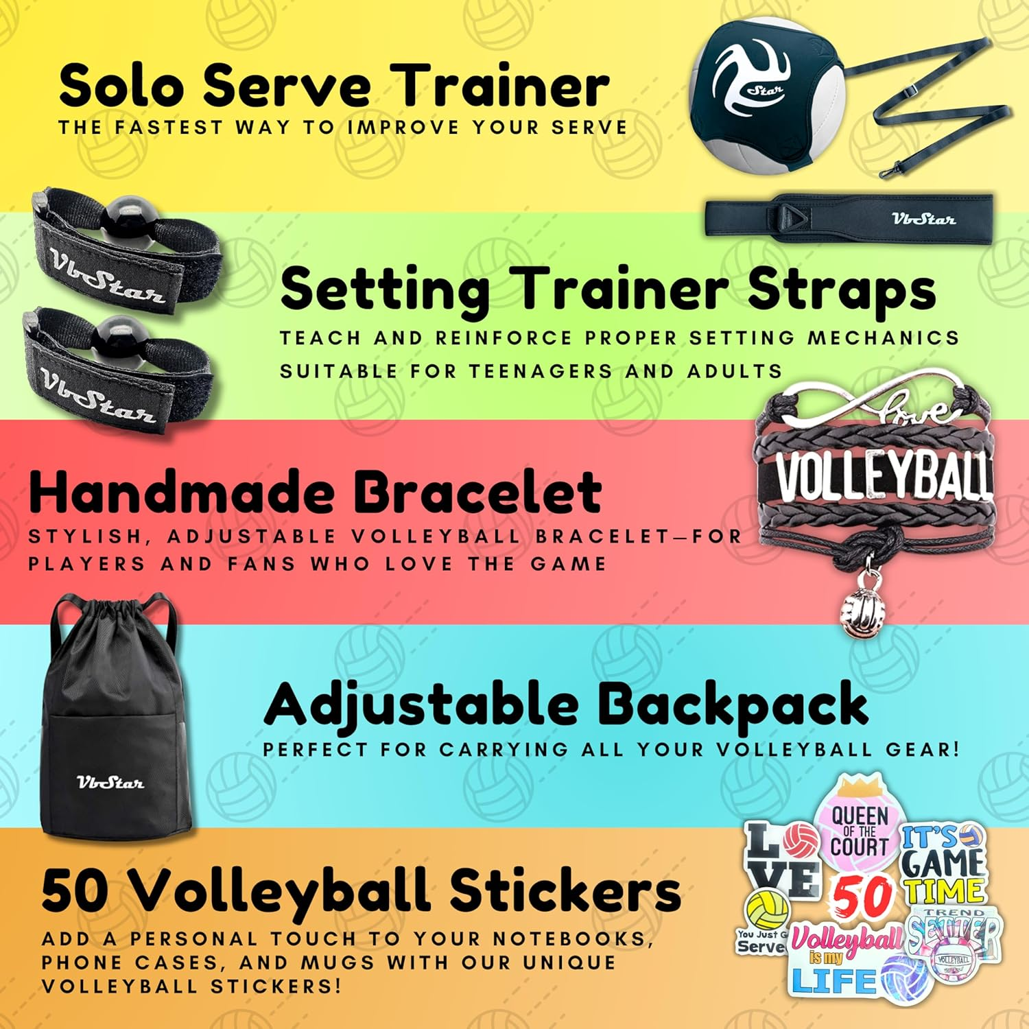 Volleyball Training Equipment Aid - Practice Your Serving, Setting & Spiking with Ease, Great Solo Serve & Spike Trainer for Beginners & Pro, Perfect Volleyball Gift, Choose the Right Bundle for You image number 1