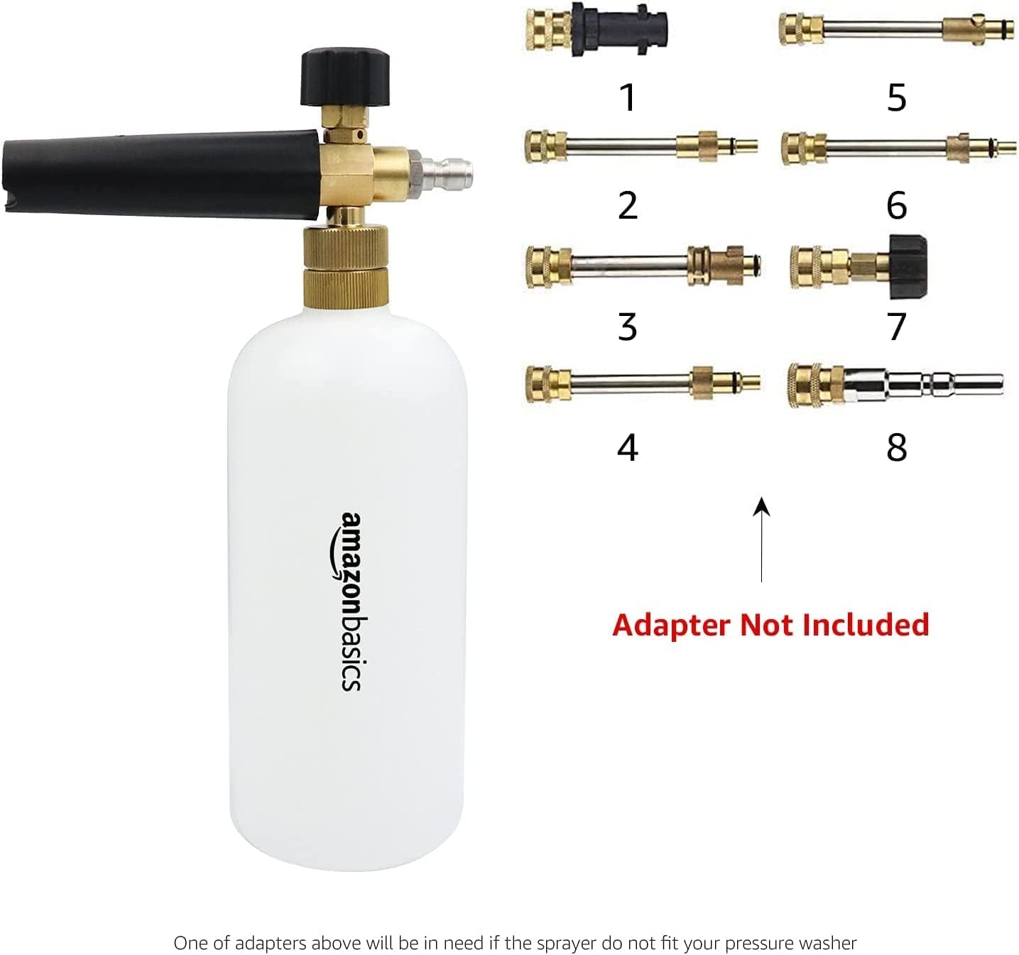 Amazon Basics Foam Cannon with 1/4-Inch(0.6 Cm) Quick Connector for Pressure Washer, 33-Ounce (1 Liter) image number 2