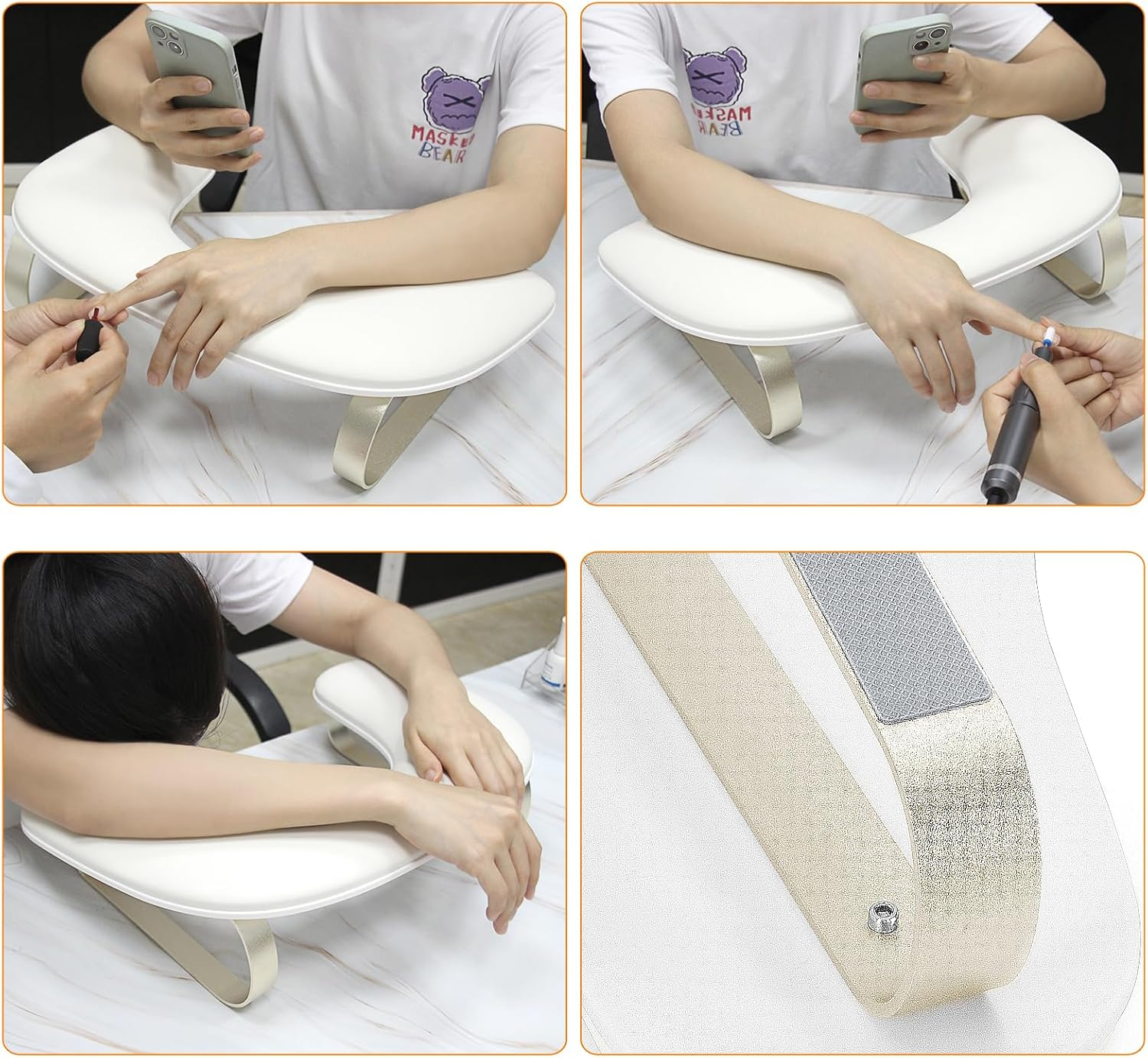 Arm Rest for Nails Tech Upgraded 10&deg; Inclined, U-Shaped Manicure Nail Arm Rest Stand, Nail Armrest for Nail Tech Hand Rests with Aluminum Alloy Holder Non-Slip image number 6