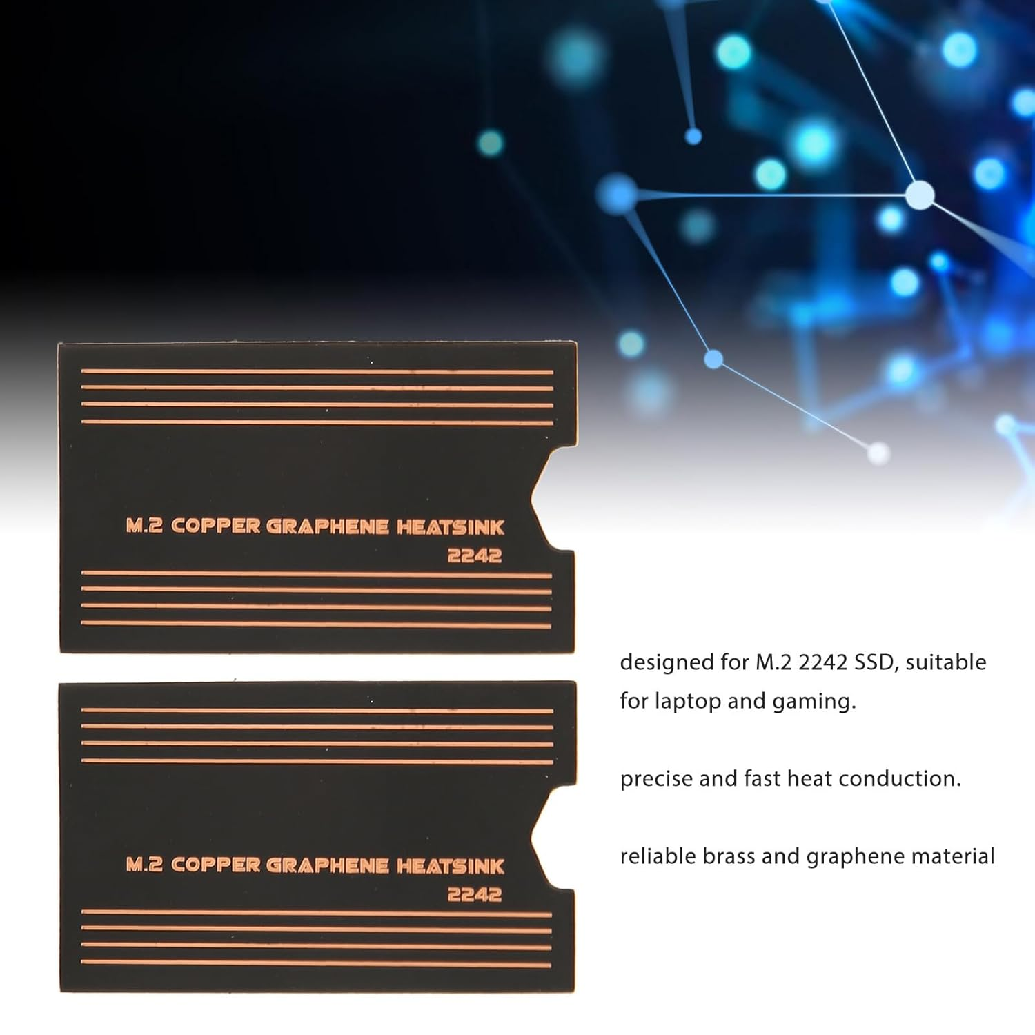 2Pcs M.2 SSD Heatsink, Brass Graphene 2242 SSD Thermal Pad, 0.15Mm Thick M.2 Copper Heatsinks Cooler for M.2 2242 SSD, for Laptop and Gaming, Easy to Use image number 6