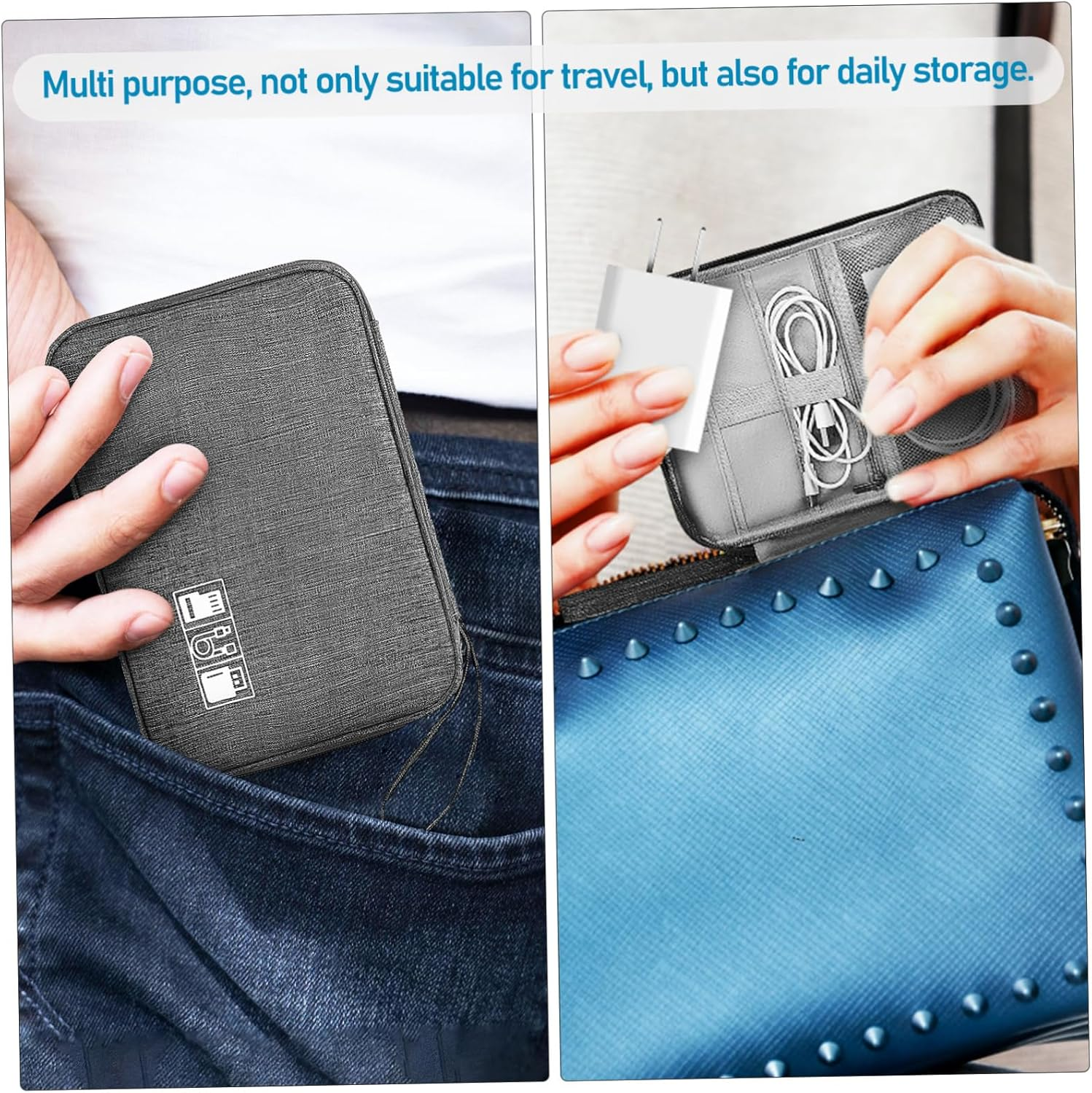 PHENOFICE 2Pcs Ultralight Cable Bag Pouch Travel Pouch Bag for Earphone Organizer Data Line Storage Digital Accessories Organizer image number 5