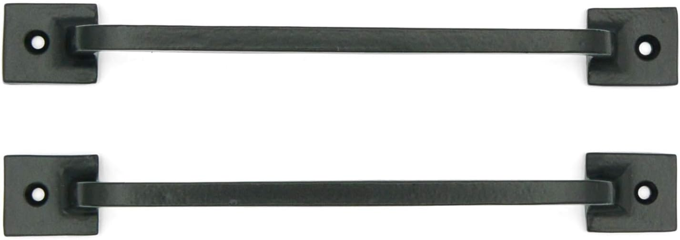 Black Cast Iron Pull Handles 9 Inch (Squared Base, Set of 2) - Cabinet Door Handles, Gate Handle Pull, Barn Door Hardware, Grab Handles image number 3