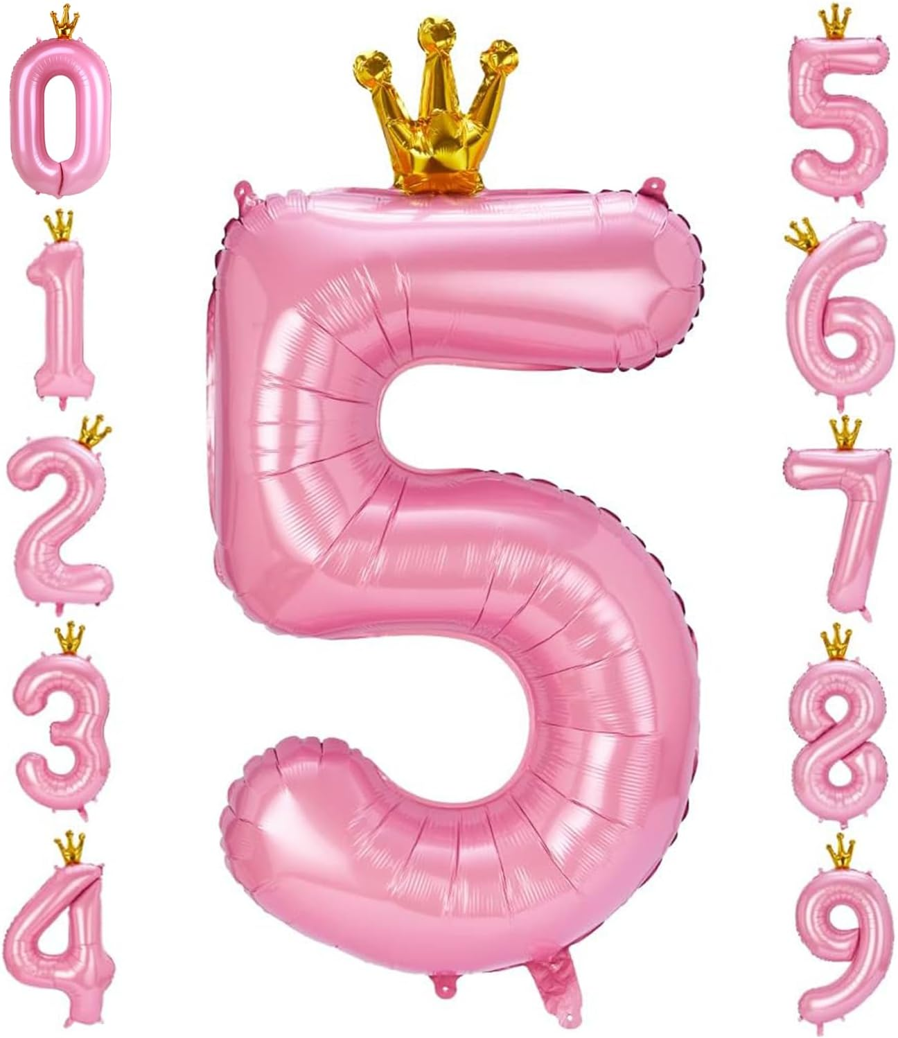 40 Inch Pink Number Balloon with Crown, Huge Giant Balloons Foil Mylar Number Balloons for Birthday Party Wedding Anniversary Decorations (Number 0)
